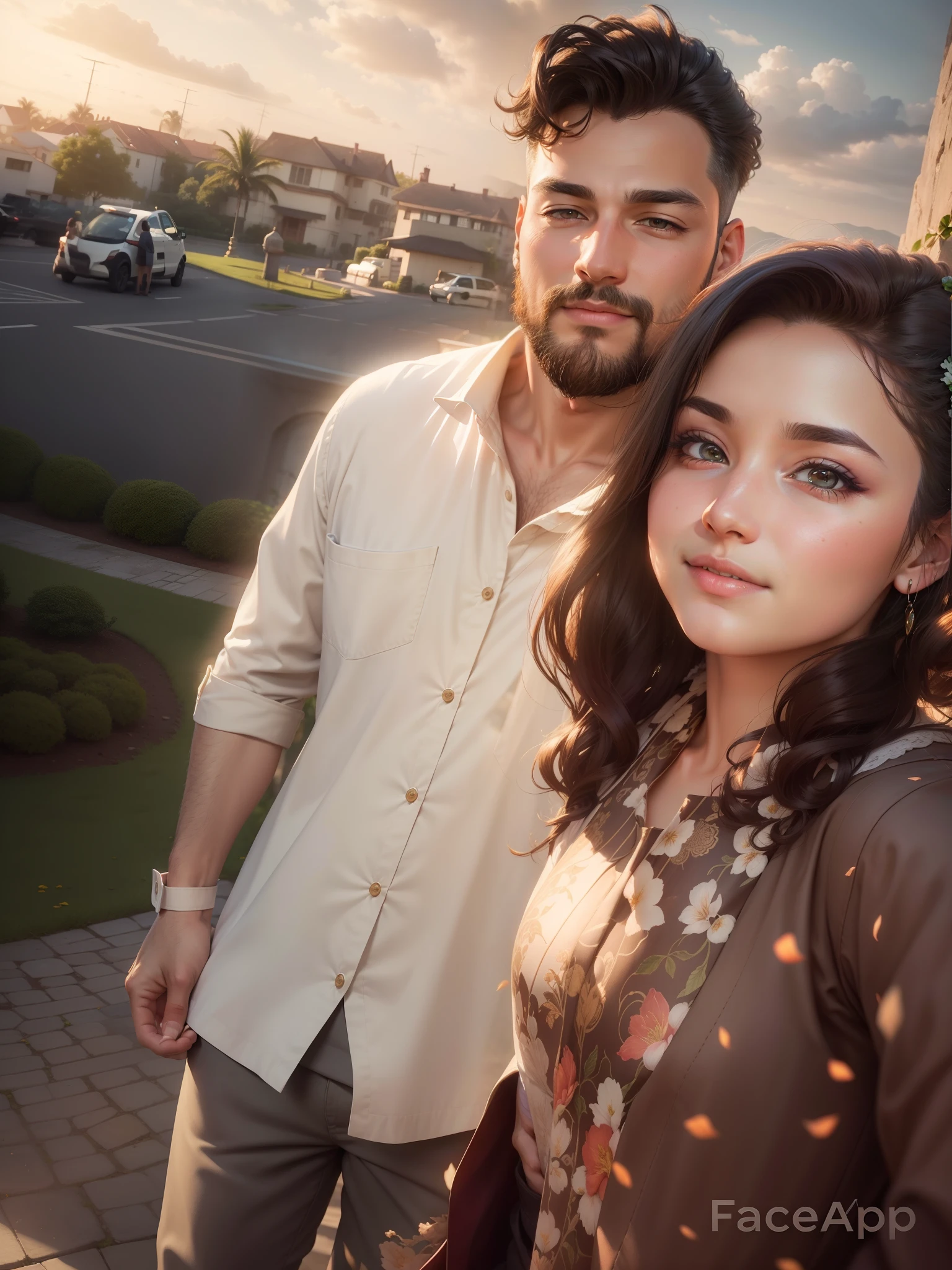 (High quality, 8k resolution, 3D art style) A heartwarming love story unfolds in stunning detail. The scene is filled with vibrant colors and incredible depth. The main focus of the image is a couple deeply in love, their eyes shining with affection and tenderness. The intricate details of their faces and expressions are beautifully captured, with every wrinkle and dimple adding a sense of realism. The scene is set in a picturesque garden, with blooming flowers and lush greenery surrounding the couple. The background seamlessly changes to different breathtaking landscapes, symbolizing the ever-changing journey of love. The lighting is soft and ethereal, casting a warm glow on the couple and the surroundings. The image embodies the concept of eternal love and the beauty of embracing change together.