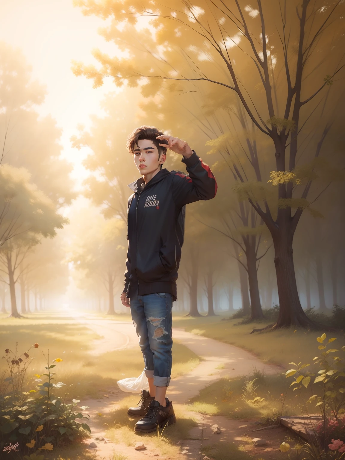 Change baground style 20 years old handsome boy realistic face. 8k