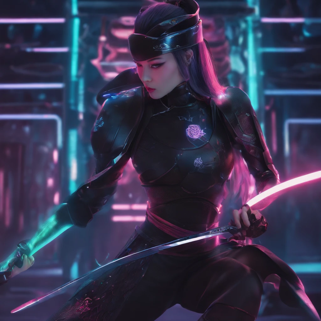Cyber Ninja Samurai Kunoichi Your Future Aesthetic Cyber HologramData Internet