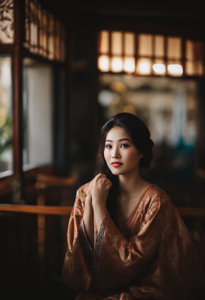 Lindo fiz((sessenta anos))photo of portrait of a female、Woman bewitching in Japan、Rugas、olhos babados、Thick lip、Olhos pequenos estreitos、foto premiada、qualidade superior、Canon 5D Marcos II、Filmg、fotografia profissional、(ricamente colorido:1.1)、Textura ultrarrealista e realista、(luz suave natural:1.1)、(Canon EF 85mm f / 1.4LはUSM)