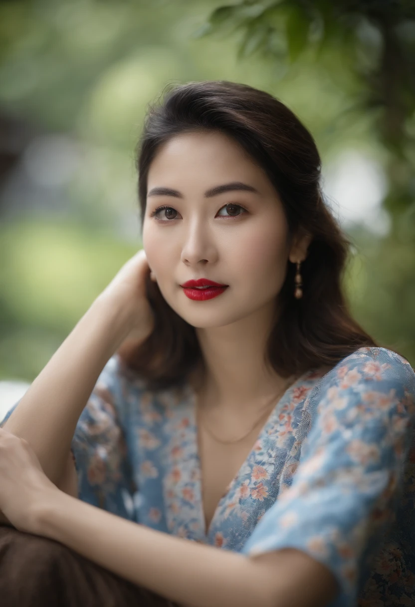 Lindo fiz((sessenta anos))photo of portrait of a female、Woman bewitching in Japan、Rugas、olhos babados、Thick lip、Olhos pequenos estreitos、foto premiada、qualidade superior、Canon 5D Marcos II、Filmg、fotografia profissional、(ricamente colorido:1.1)、Textura ultrarrealista e realista、(luz suave natural:1.1)、(Canon EF 85mm f / 1.4LはUSM)