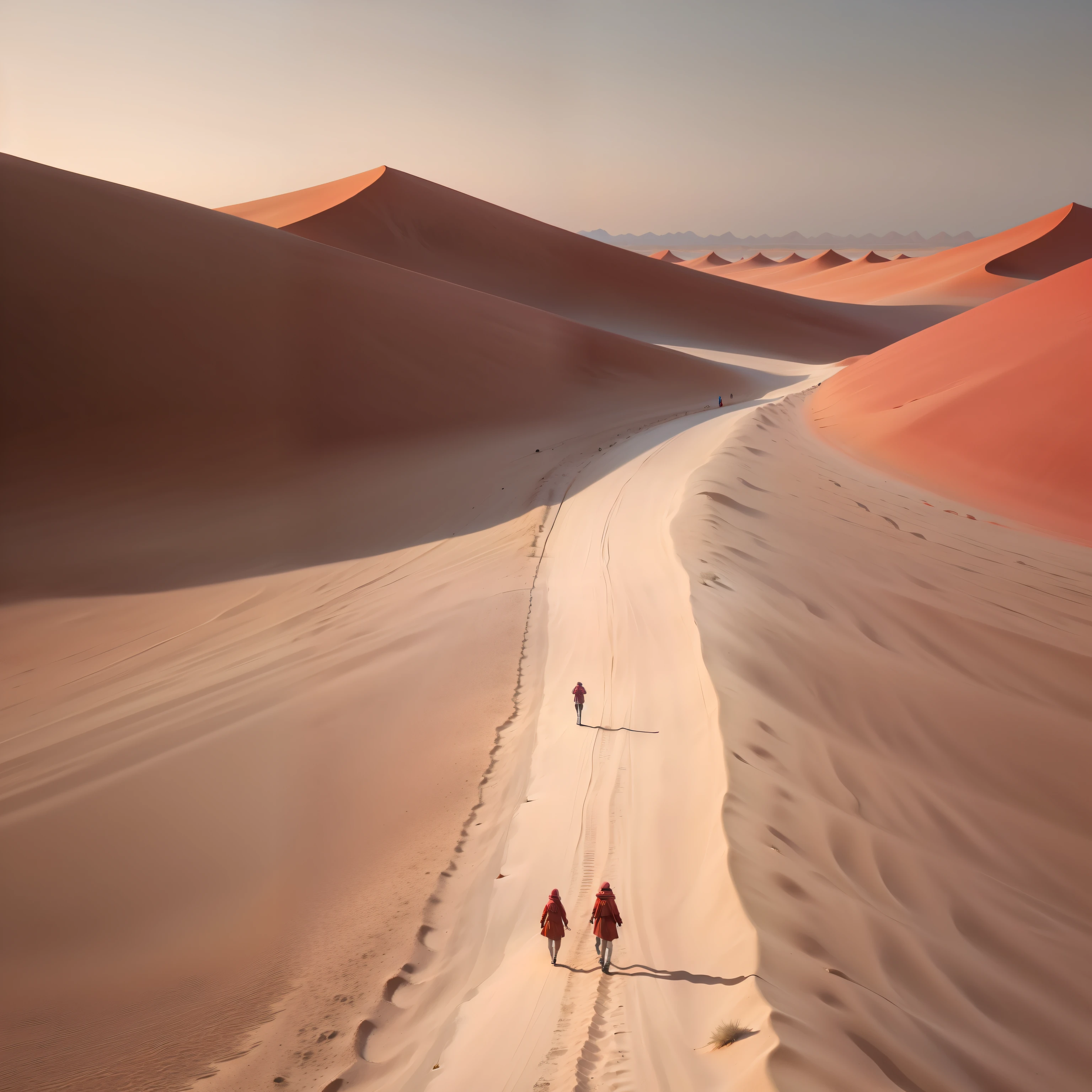 Red Desert in Namibia,Red dunes,Walking people