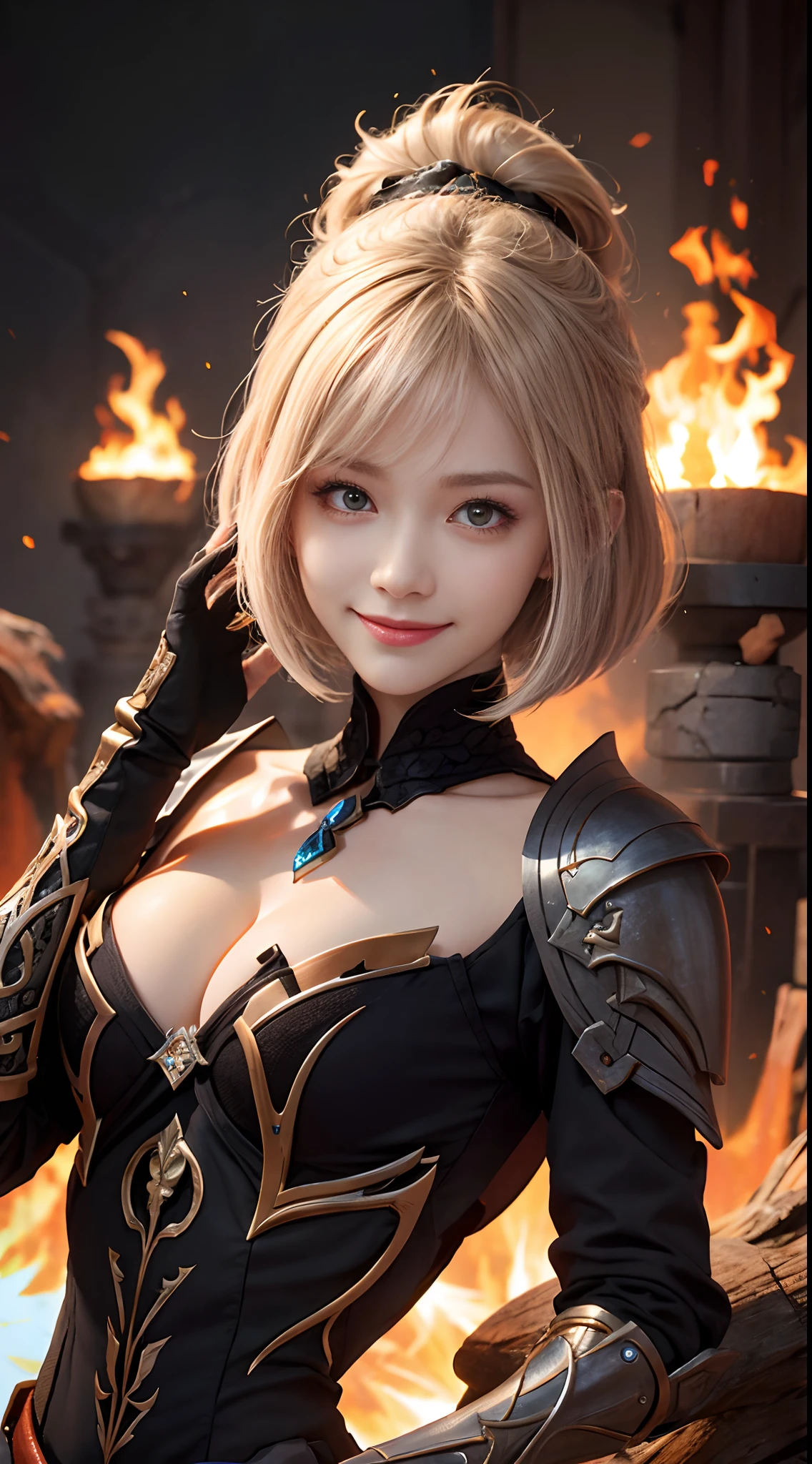 Fenris brood, 年轻, ember, tilt, Lagavaş, Smiling, Curta,The hand is a piece、Best Quality、