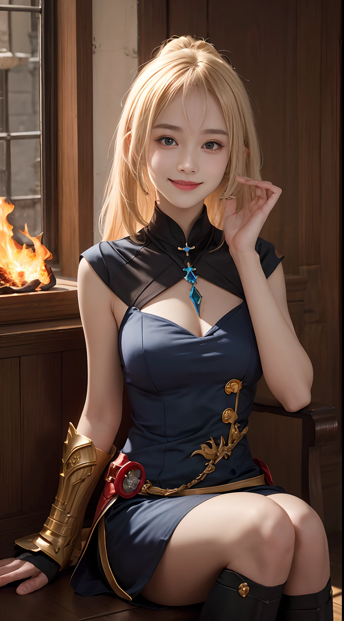 Fenris brood, 年轻, ember, tilt, Lagavaş, Smiling, Curta,The hand is a piece、Best Quality、