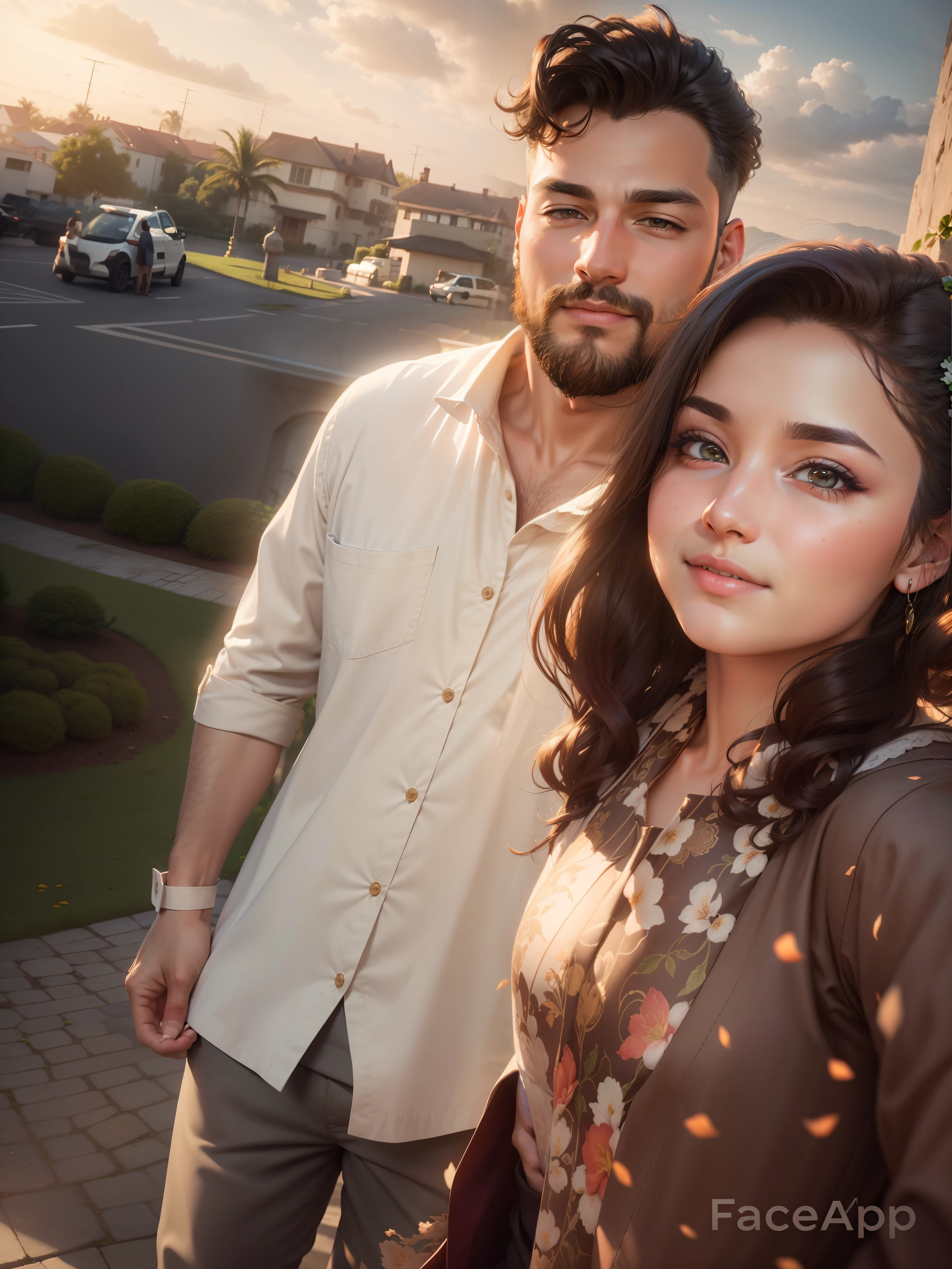 (High quality, 8k resolution, 3D art style) A heartwarming love story unfolds in stunning detail. The scene is filled with vibrant colors and incredible depth. The main focus of the image is a couple deeply in love, their eyes shining with affection and tenderness. The intricate details of their faces and expressions are beautifully captured, with every wrinkle and dimple adding a sense of realism. The scene is set in a picturesque garden, with blooming flowers and lush greenery surrounding the couple. The background seamlessly changes to different breathtaking landscapes, symbolizing the ever-changing journey of love. The lighting is soft and ethereal, casting a warm glow on the couple and the surroundings. The image embodies the concept of eternal love and the beauty of embracing change together.