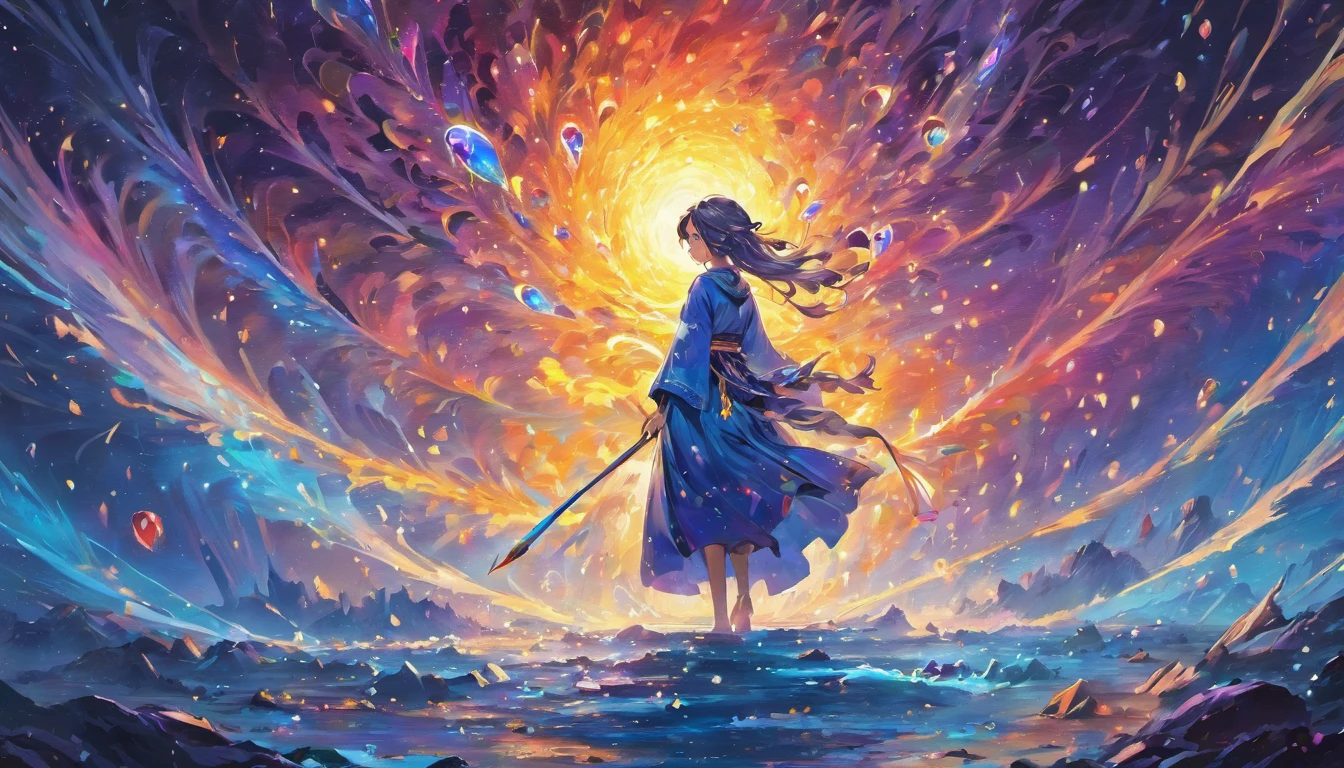 Close up, magical waterfall, stone steps, moonlight, forest, dark and mysterious, A Buddhist monk walking 
Jupiter, splash art, a close up liquid luminous moon Buddha monk made of colors, silver, red, orange, purple, light yellow, grey golden, liquid fire, 
 peony flowers, filigree, filigree detailed, swirling fire flames, Galaxy, color drops, color waves, moonlight, splash style of colorful paint, hyperdetailed intricately detailed, unreal engine, fantastical, intricate detail, splash screen, complementary colors, fantasy, concept art, 8k resolution, masterpiece, oil painting, heavy strokes, paint dripping, splash arts, fantasy art, concept art, centered composition perfect composition, centered, intricated pose, intricated,AI_Misaki


colorful, ultra highly detailed, 32 k, Fantastic Realism complex background, dynamic lighting, lights, digital painting, intricated pose, highly detailed intricated, stunning, textures, iridescent and luminescent scales, breathtaking beauty, pure perfection, divine presence, unforgettable, impressive, volumetric light, auras, rays, vivid colors reflects, sf, greg rutkowski