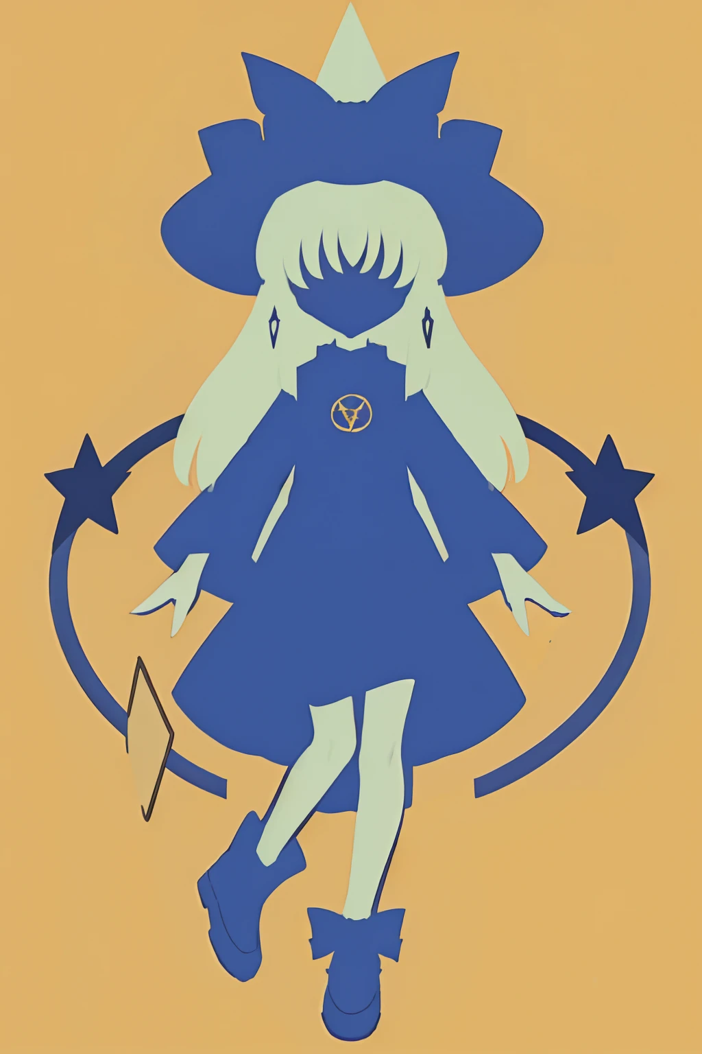 (masterpiece),(top-quality), Anime Minimalist,((The upper part of the body)),1girl in, 独奏,
Magician Girl、、blonde hair、blue footwear、blue headwear、Hats、Pentacle、Pentagram、独奏、A staff、cana、Wizard Hat、Hats、