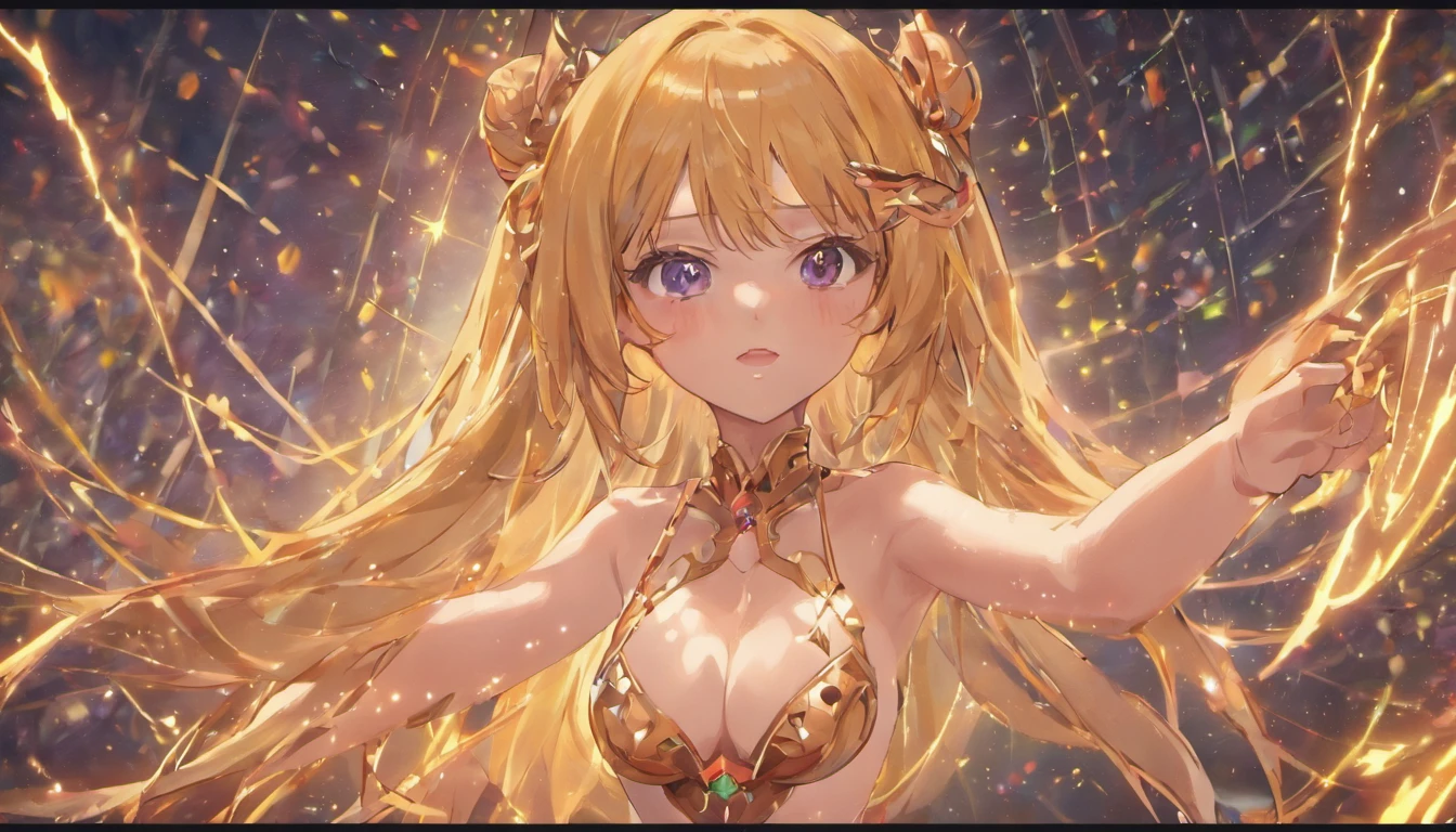lifelike lighting，topo Quoridade，8 k resolution，tmasterpiece：1.3，Clear focus：1.2，1个Giant Breast Girl，rosto deliciado，Double eyelidm，olhos grandes，expression sexy，Perfect anatomical physique，Mulheres bonitas com figura perfeita：1.6，Peito grande 1.7，cabelos castanhos longos e escuros，Peito grande：1.8，armadura，Facas longas，magia，Ao ar livre，durante a noite：1.1，1080P，hiper HD，textura，super detalhamento，melhor qualidade，alto detalhe，alta qualidade