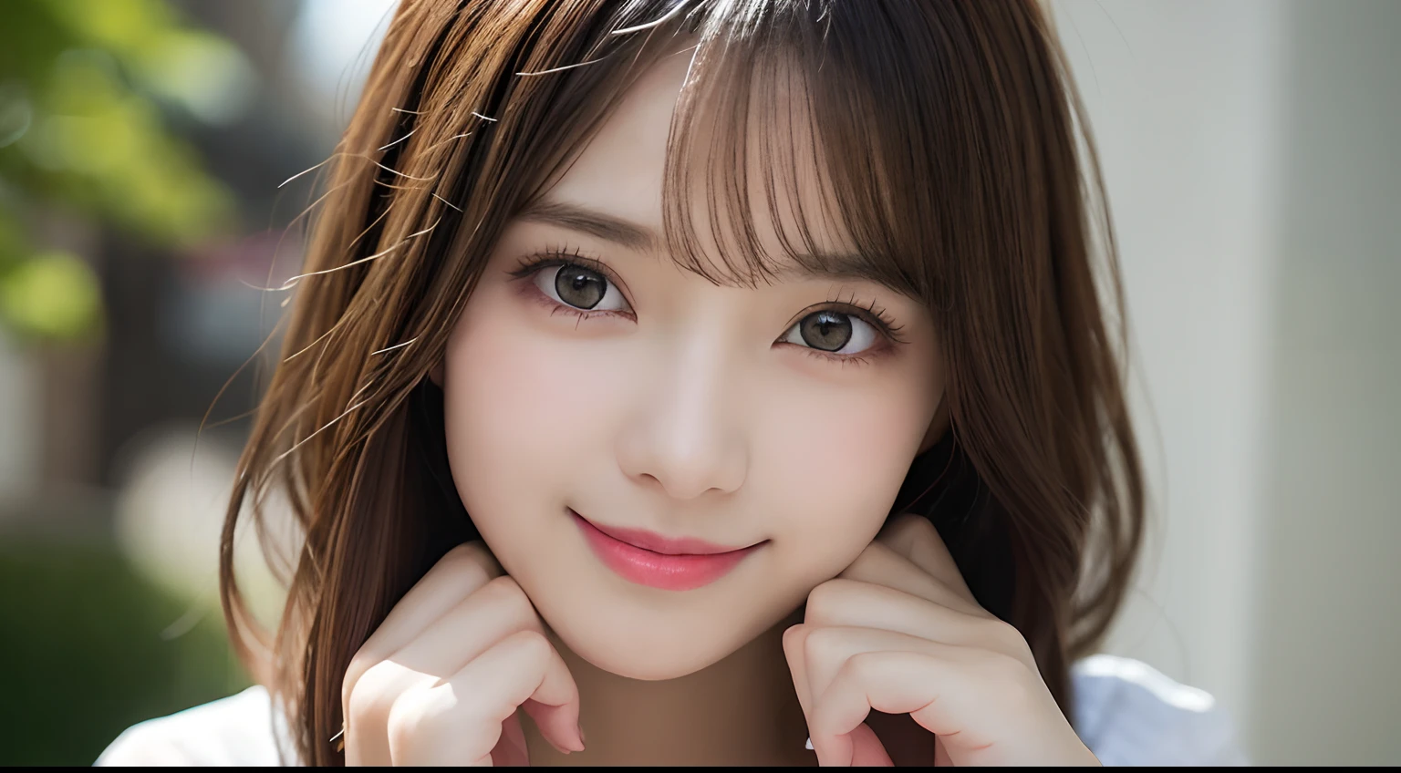 masutepiece, Best Quality, Illustration, Ultra-detailed, finely detail, hight resolution, 8K Wallpaper, Perfect dynamic composition, Beautiful detailed eyes, full bodyesbian、Women's Fashion Summer,Bob Hair, Natural Color Lip, Random Poses,Smile,Harajuku、younggirl、Cute、Sexy shot looking at camera、