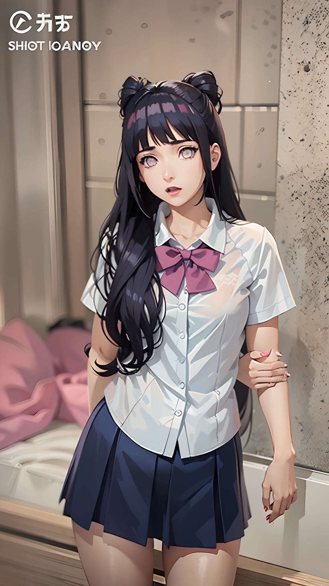HinataHyuga ///Shippuden//1girl///cabello /reflejos azules/💙//flequillo recto//bonita///sexycute.///japanese school uniform////donde la misma que la imagen de ControlNet/// Detalles faciales y corporales///long eyeslashes///Curvaceous Body///sexy, Pretty girl///gestos iguales a los de la imagen de referencia ///ControlNet//Pay due attention///