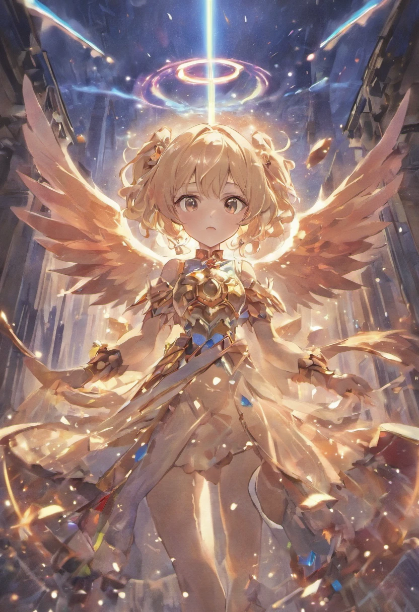 Anime characters with wings and halos in the background, by Yang J, Keqing from Genshin Impact, White-haired god, high detailed official artwork, trending on artstation pixiv, Guweiz in Pixiv ArtStation, Official anime artwork, key visual, ( ( The king of artificial intelligence art ) ), fate grand order, official fanart, From Arknights