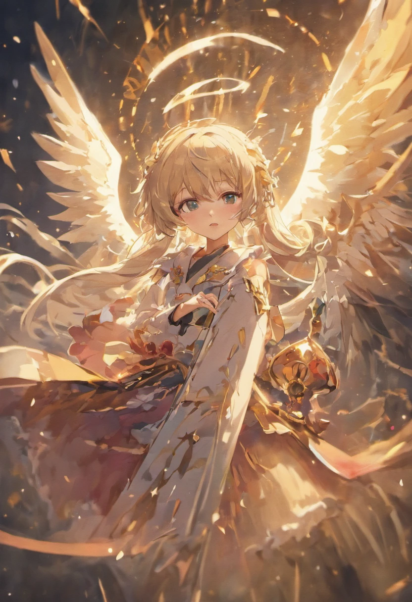 Anime characters with wings and halos in the background, by Yang J, Keqing from Genshin Impact, White-haired god, high detailed official artwork, trending on artstation pixiv, Guweiz in Pixiv ArtStation, Official anime artwork, key visual, ( ( The king of artificial intelligence art ) ), fate grand order, official fanart, From Arknights