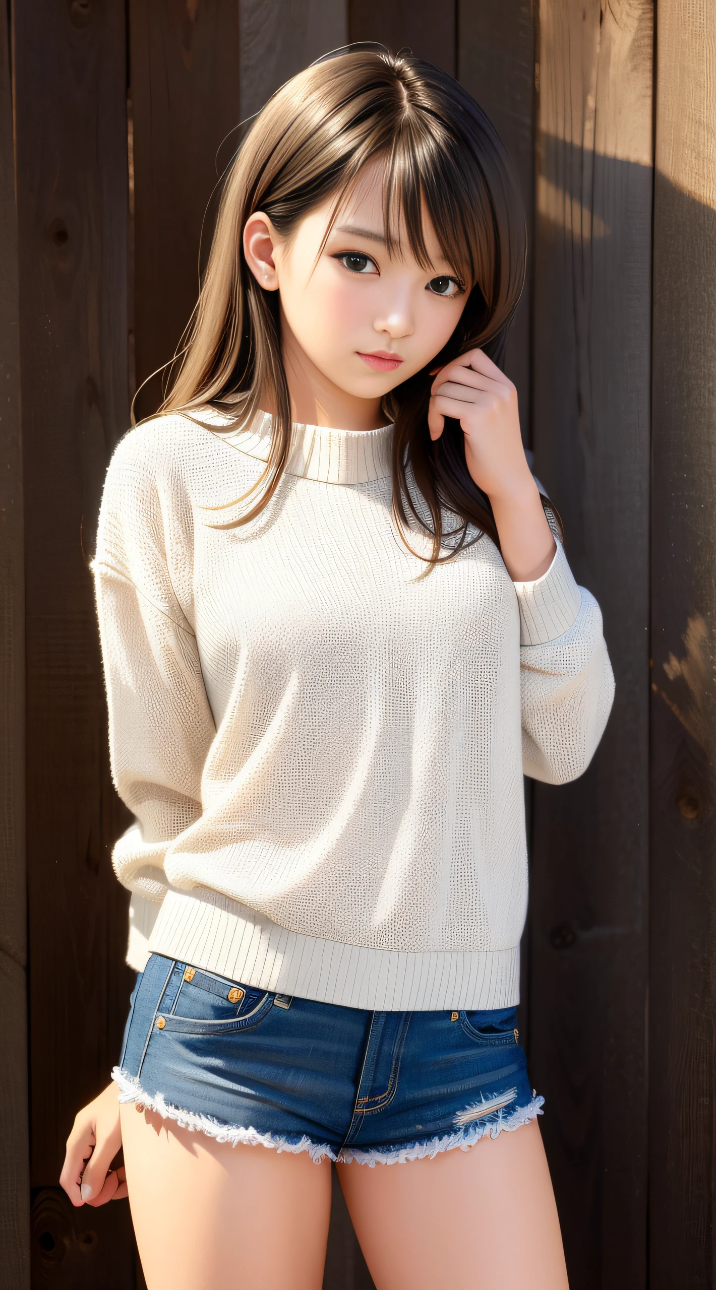(Best quality, Masterpiece:1.1), (Realistic:1.4), 1girll, Cowboy shot, Sweater