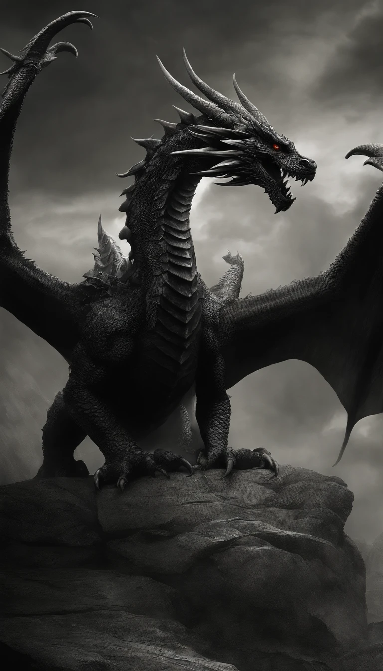 Fire dragon in style black and white colur aesthetic style