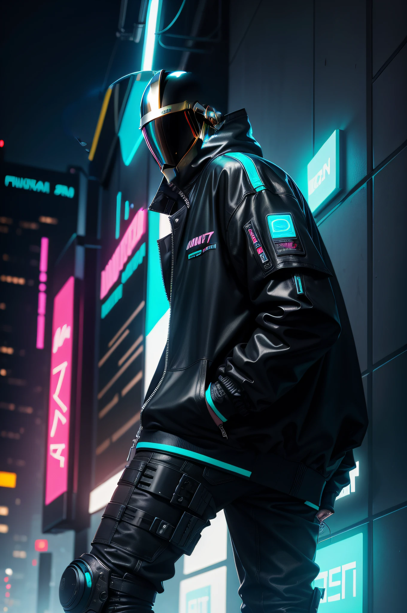 Helmet covering all head style Daftpunk Cyan Automation