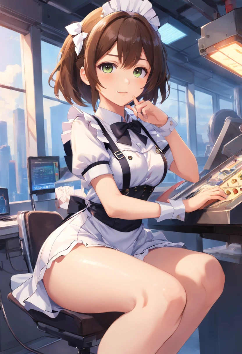 1 girl, alone, Chizuru Mizuhara, masterpiece, Highest quality, 8k wallpaper, Fine and beautiful eyes, 1 girl, Long Hair, chest, Looking at the audience, blush, Brown Hair, Brown eyes, large chest, Medium Hips, Baggy thighs, Completely naked、Spread your legs wide、((pubic hair))、Bristles、((Obscene lines))、Tattoo