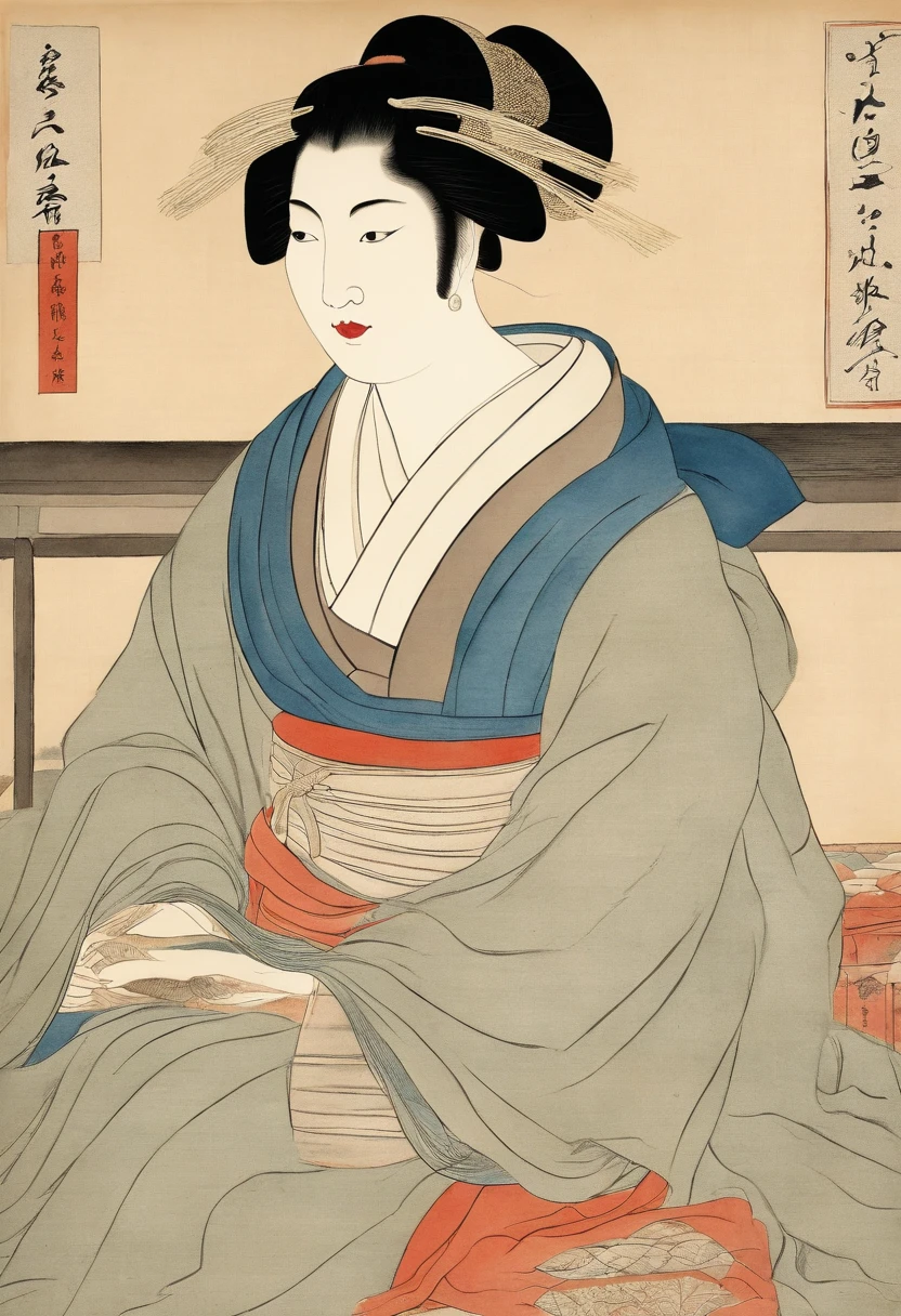 Best Quality, Kitagawa Utamaro's style, ukiyoe painting, Banzai Woman,