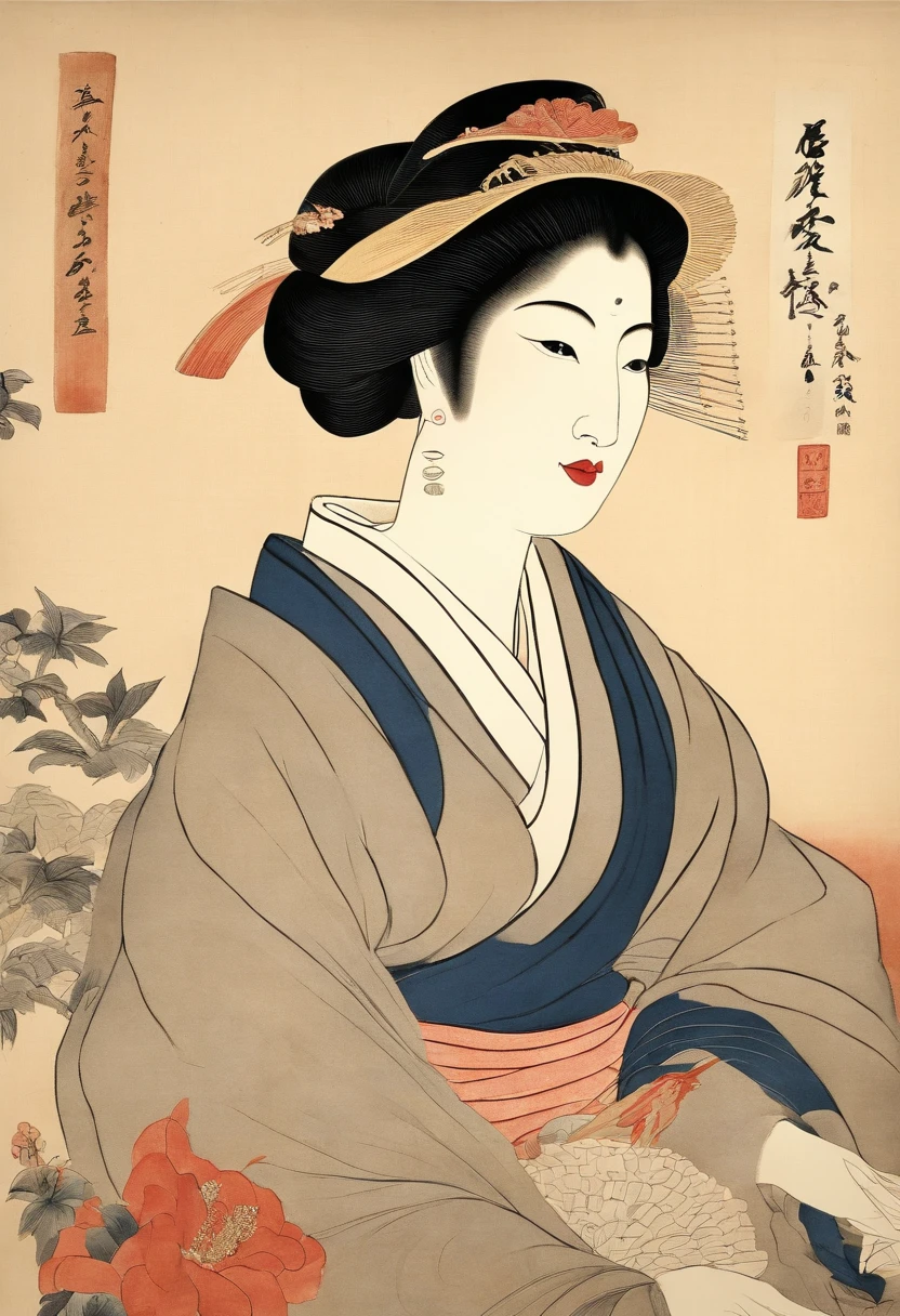 Best Quality, Kitagawa Utamaro's style, ukiyoe painting, Banzai Woman,
