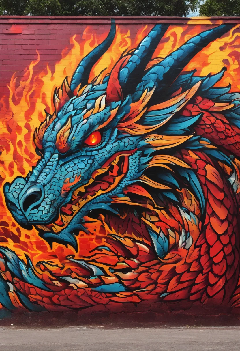 (Dragon celestial dorado) con (ojos penetrantes de color rojo),primer plano soltando (fuego de sangre) por la nariz,escamas bulumetricas,alta calidad,8k,muchos detalles,paticulas de fuego,alas,4patas,garraz manchadas,oro,peligro,fuego,dientes filosos,dragon gigante,colosal,amenazante,imponente,escamas azules