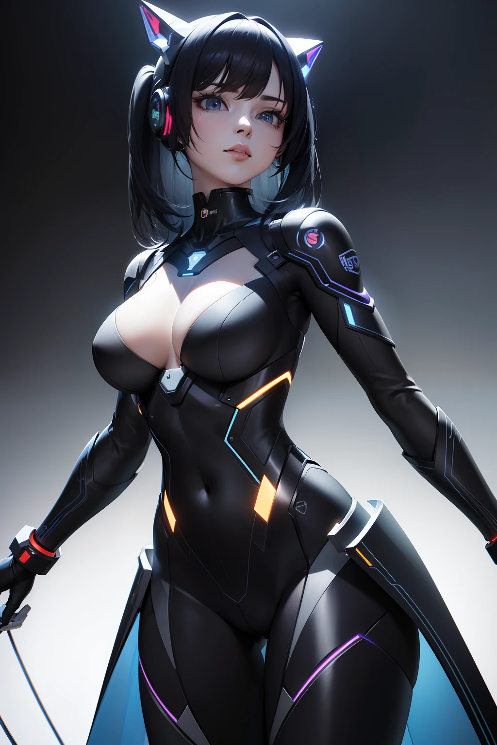 ((best qualtiy)), ((tmasterpiece)), (the detail:1.4), 3D, A beautiful cyberpunk female image,HDR（The appearance of the high-cyberpunk female robot is futuristic and technological，It presents a perfect combination of transparent materials and mechanical elements。Her body contours are slender and elegant，The sculptural curves show a combination of elegance and power。
Her head has a smooth metallic texture，Inlaid with flashing colored LED lights。A bright and shiny binocular module is located in the center of the head，Revealing the wisdom and vitality of mechanical life。Her facial features are delicate and soft，It has streamlined lines and delicate curved surfaces，It gives people a sense of ingenuity in future technology。
Her body extends down from her neck，Made of transparent reinforced plastic。Internal gears and lines are clearly visible，Flashing with a faint blue glow。A shimmering light is emitted under the transparent housing，It is reminiscent of twinkling stars in the starry sky。
On her limbs，The combination of aluminum and carbon fiber enhances her strength and durability，At the same time, he maintains a light posture。Her fingers are slender and dexterous，The fingertips are decorated with miniature touch screens，Enables her to perform sophisticated manipulations and interactions。She wears a set of smooth and fitted tights，Made of high-tech textile materials。This outfit is able to adapt to various environments by adjusting temperature and pressure，Keep her comfortable。The surface of the garment is covered with tiny LED lights，The resulting dazzling patterns and gorgeous textures，Make her a beautiful scenery in the eyes。

The overall details of the cyberpunk female robot are full of modern technology and futuristic elements，It shows her high intelligence and unique charm。In an avant-garde and captivating way, she pushes the boundaries between machinery and humans，It shows the perfect blend of technology and beauty。dynamic range）,Ray traching,NVIDIA RTX,Super-Resolut