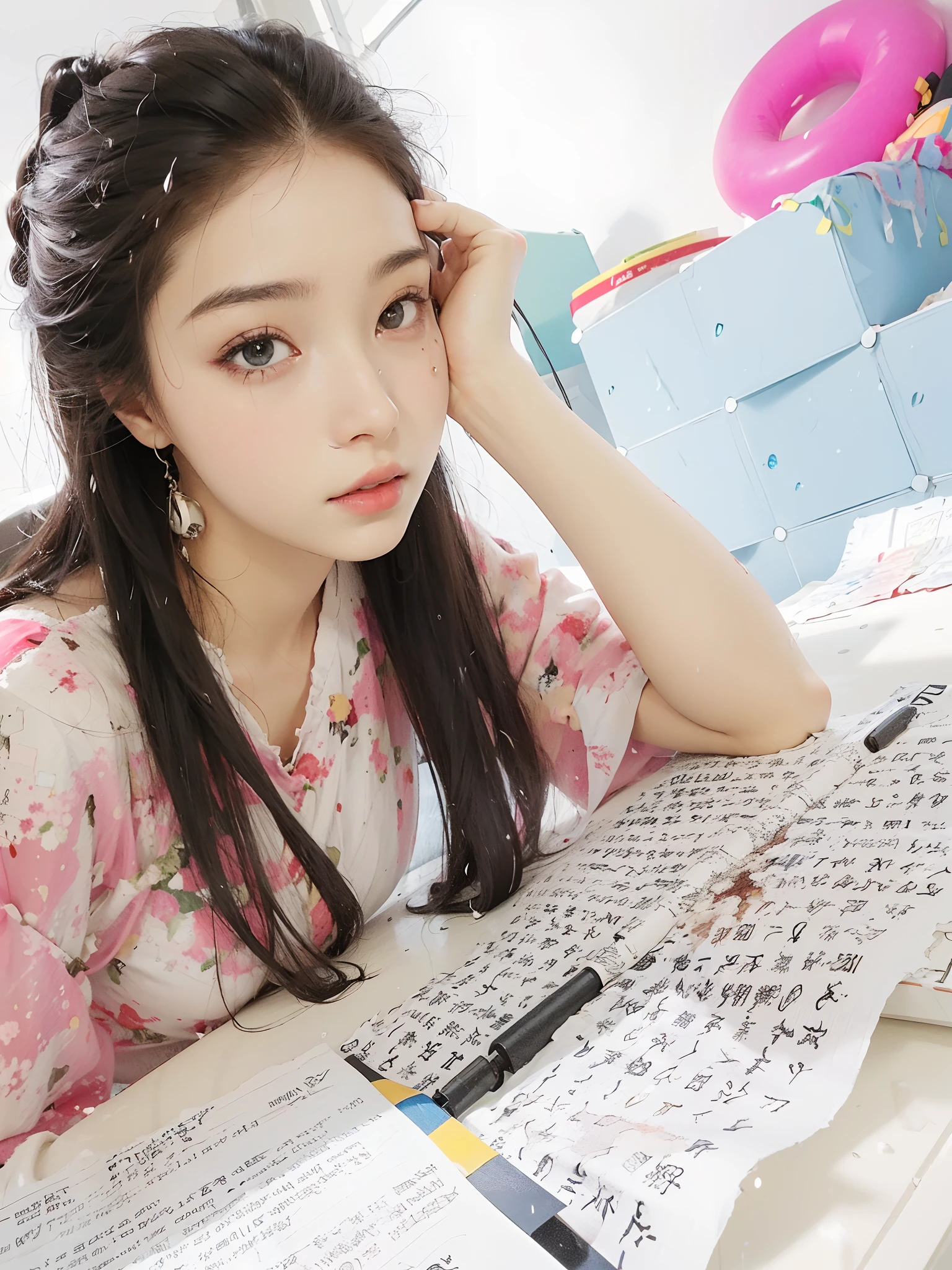 best quality, masterpiece, ultra high resolution, (fidelity:1.4), photos, 1 girl, white shirt, torn jeans, white sneakers, dim, darkness, despair, mercy, pity, poor, movie, tears, teardrops, (torn clothes:1.5), (wet clothes: 1.4), bare shoulders, real rain, wet hair, ruins, mecha, chariot, mechanical arm, mechanical blood vessels, mechanical legs, mechanical stomach,