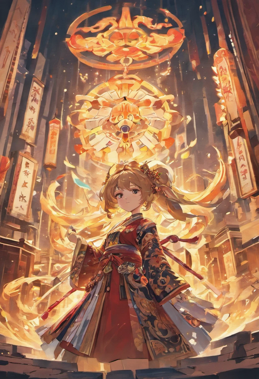 The image of an Arad surrounded by various objects by a woman in Hmong costume, Traditional Chinese concept art, Palace , A girl in Hanfu, Great character design, Beautiful character painting, Highly detailed character design, Guviz-style artwork, author:Chen Jiru, Wearing ancient Chinese clothes, clean and meticulous anime art, Anime character design, Japanese art style