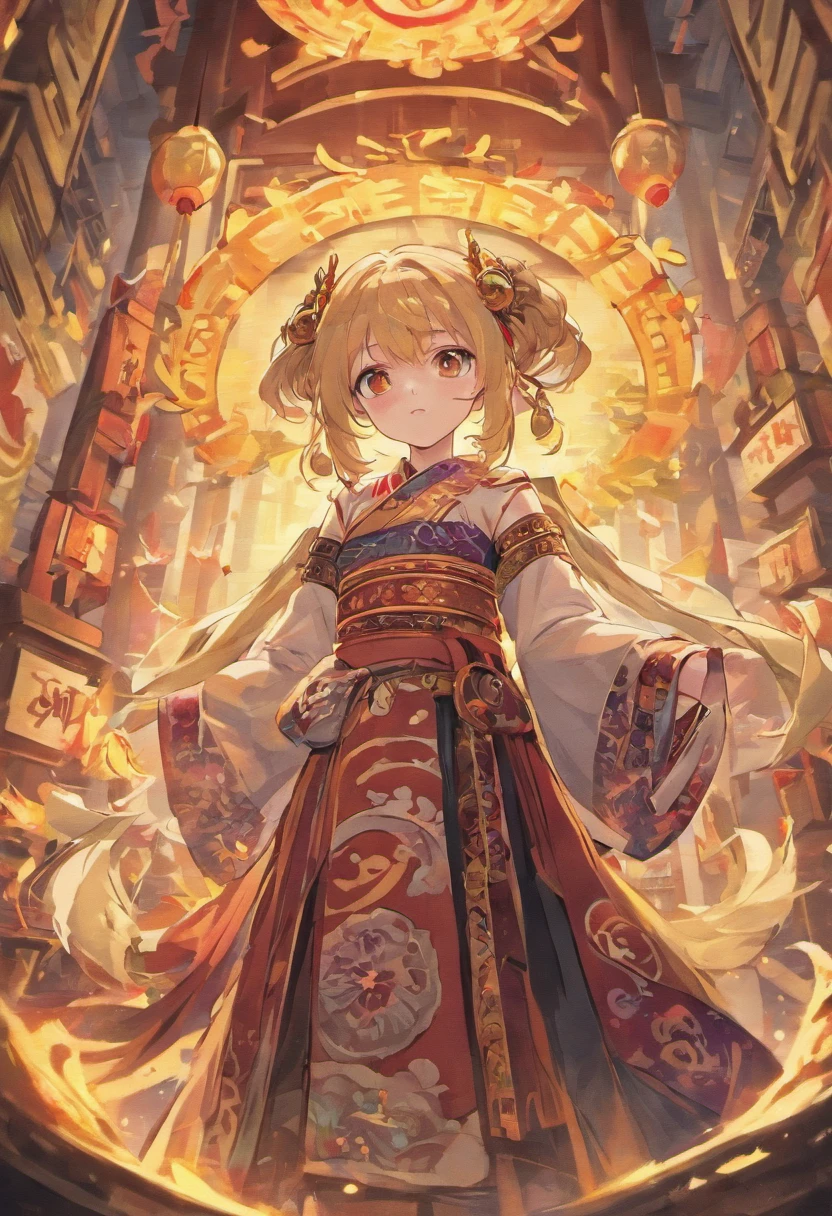 The image of an Arad surrounded by various objects by a woman in Hmong costume, Traditional Chinese concept art, Palace ， A girl in Hanfu, Great character design, Beautiful character painting, Highly detailed character design, Guviz-style artwork, author：Chen Jiru, Wearing ancient Chinese clothes, clean and meticulous anime art, Anime character design, Japanese art style