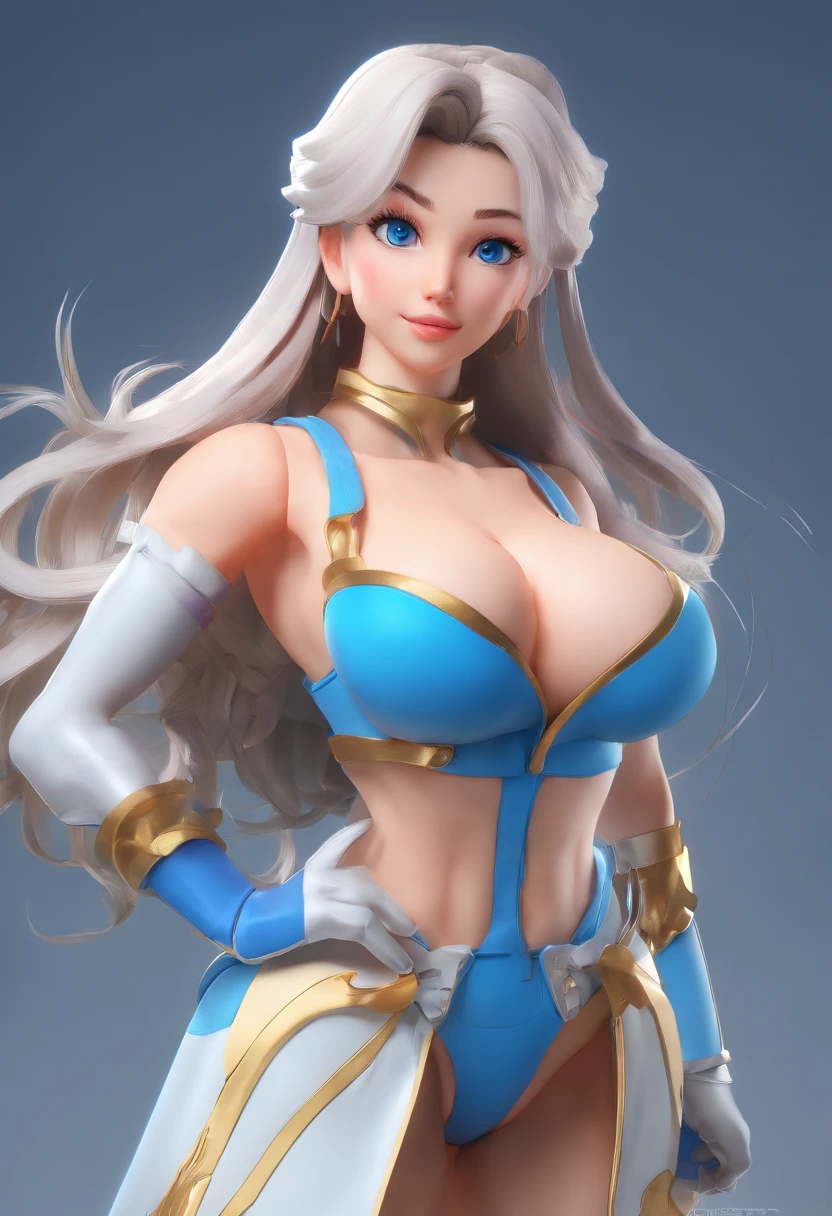 (masterpiece, best quality:1.2), solo, 1girl, vegito, looking at viewer, hands on hip, flying, blue eyes, dougi, white boots, white gloves, pectorals, tail, surrounded by blue, thick, big breasts, thing thick,