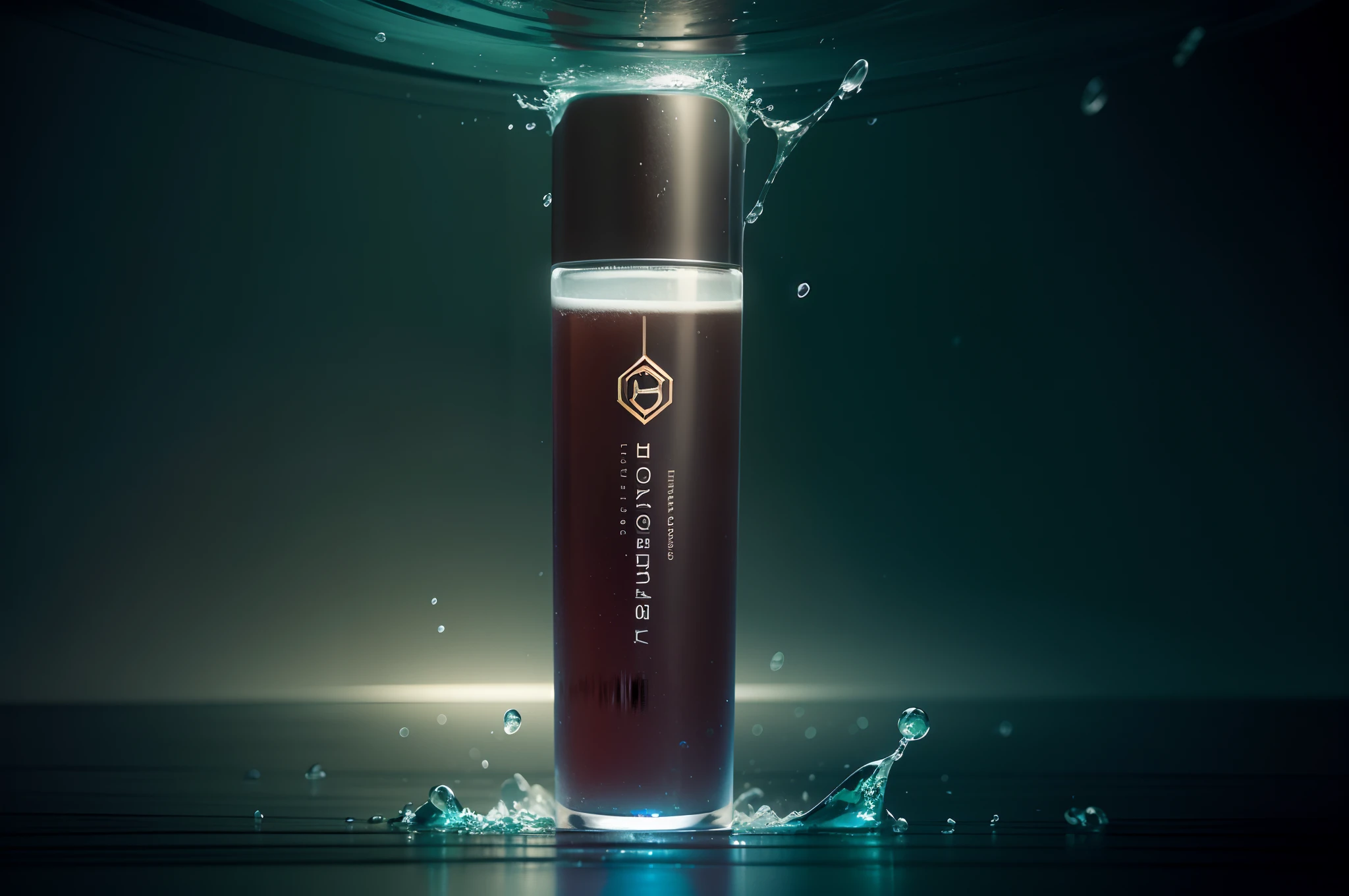 Masterpiece, Top quality, Best quality, offcial art, Beautiful and beautiful: 1.2),, No Man, On the water, There is a lot of water mist around, Buble, Minimalist design, Product photography, Solid green gradient background, Liquid, water spray, rendering by octane, intense contrast, back Lighting, Studio light::1, glass, Fluid, The low-purity tone,rich background elements,Product prominence,4k高清