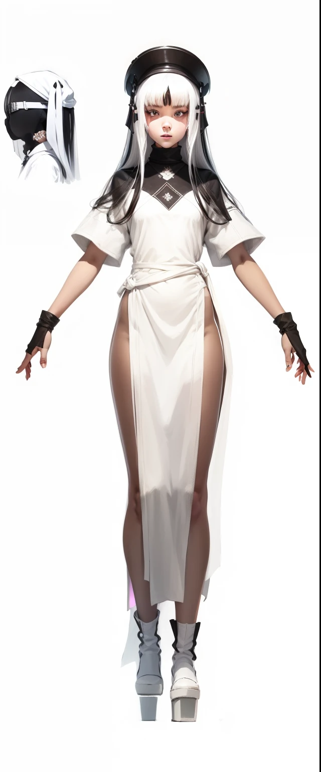 s girl,White robes,Simple line drawings