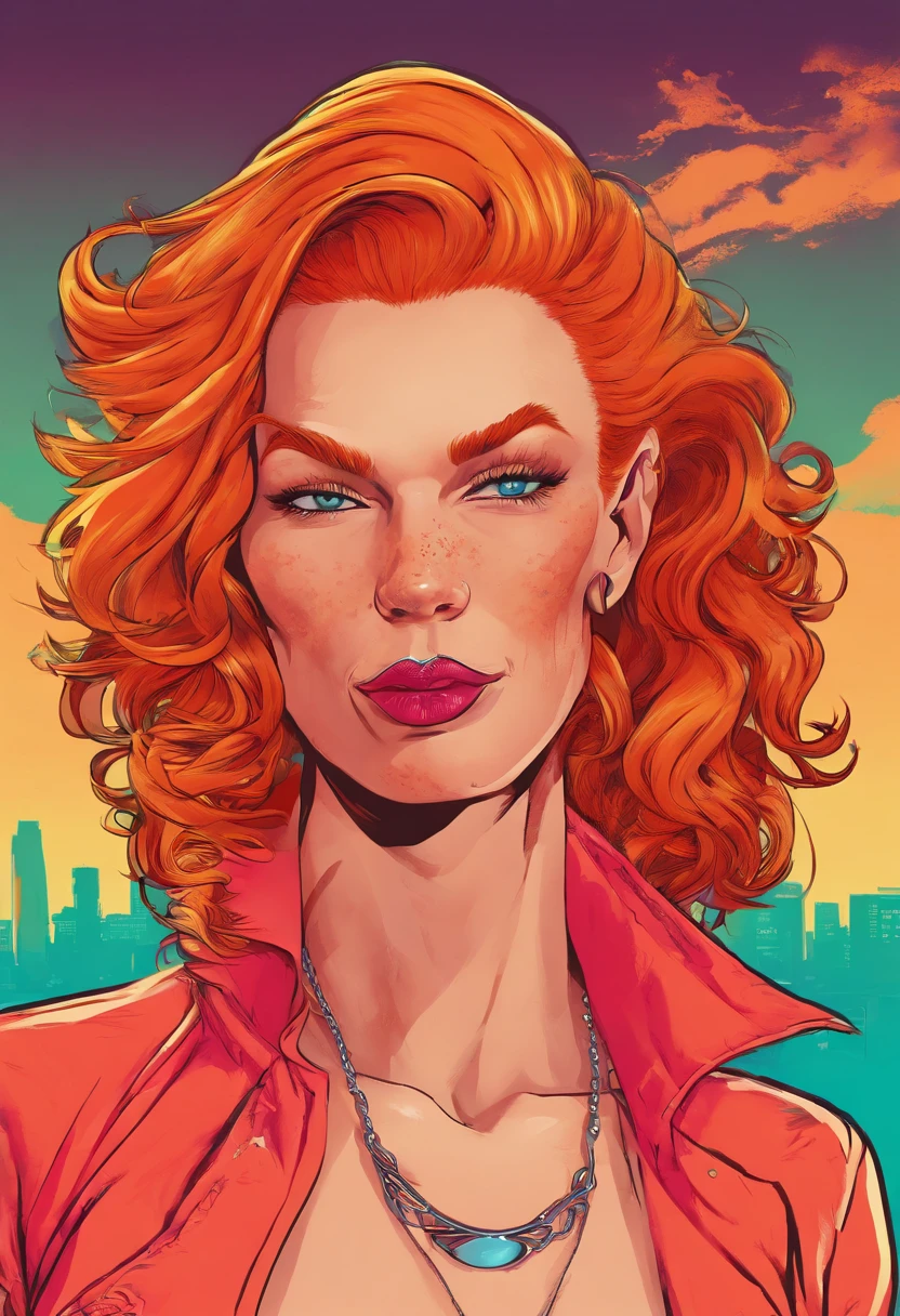 A ginger lady, from teh hood gangsta gang divine and elegant, with a sexy and disheveled haird