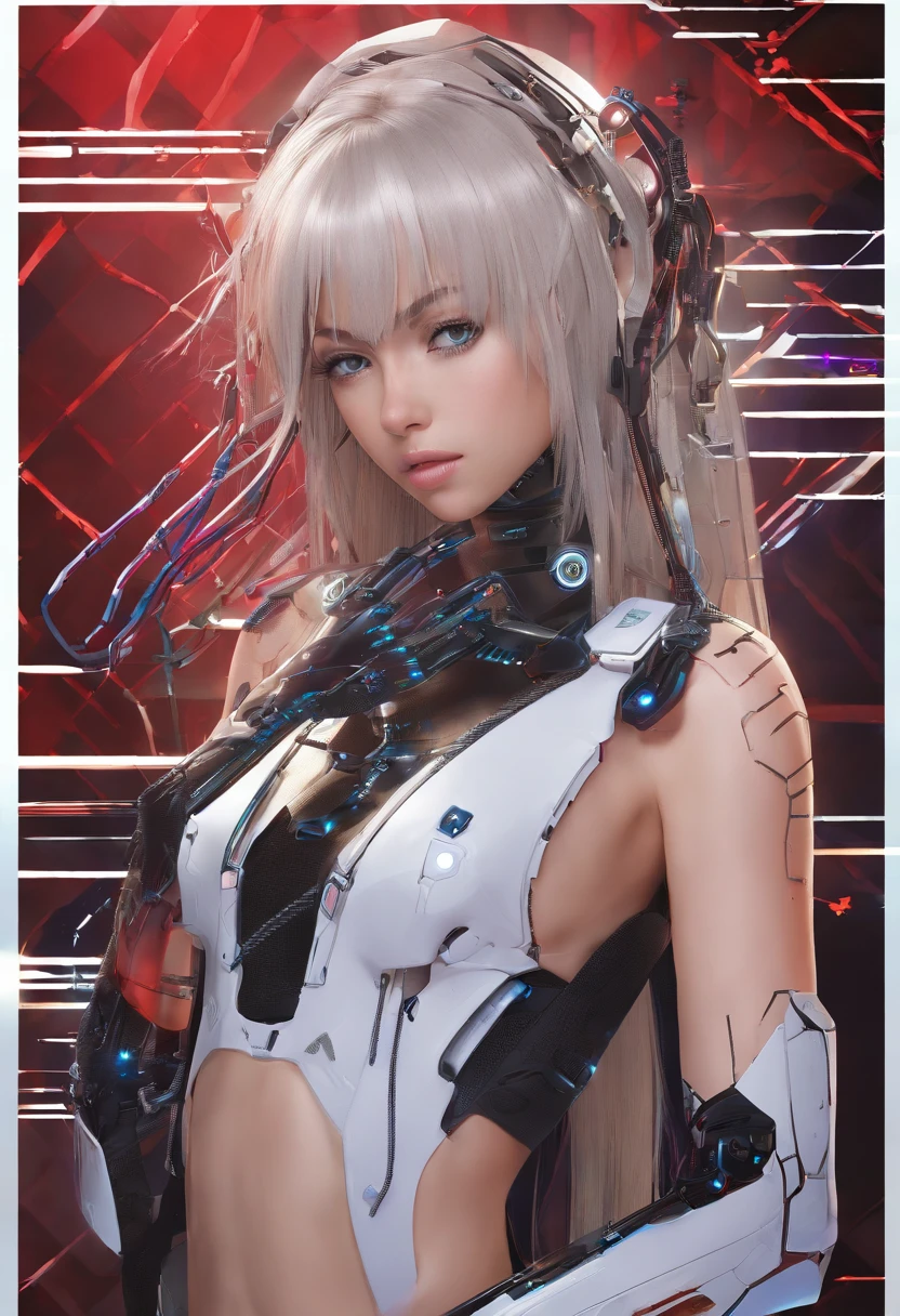 Zendaya, Top Quality, Masterpiece, Ultra High Resolution, (Photorealistic: 1.4), Raw Photo, 1 Girl, Blonde Hair, Glossy Skin, 1 Mechanical Girl, (Ultra Realistic Details)), Standing in cyberpunk Jail Cell, Global Illumination, Shadows, Octane Rendering, 8K, Ultra Sharp, Big, Cleavage Exposed Raw Skin, Metal, Intricate Ornament Details, Egyptian Details, Very intricate details, realistic light, CGSoation trend, purple eyes, glowing eyes, facing the camera, neon details, mechanical limbs, blood vessels connected to the tube, mechanical vertebrae attached to the back, mechanical cervical attachment to the neck, sitting, wires and cables connecting to the head, evangelion, small LED lamp, bright red Hitomi, indoor, (on_back), avrola prisoner, metal collar, shackles, slave, chains, shackles