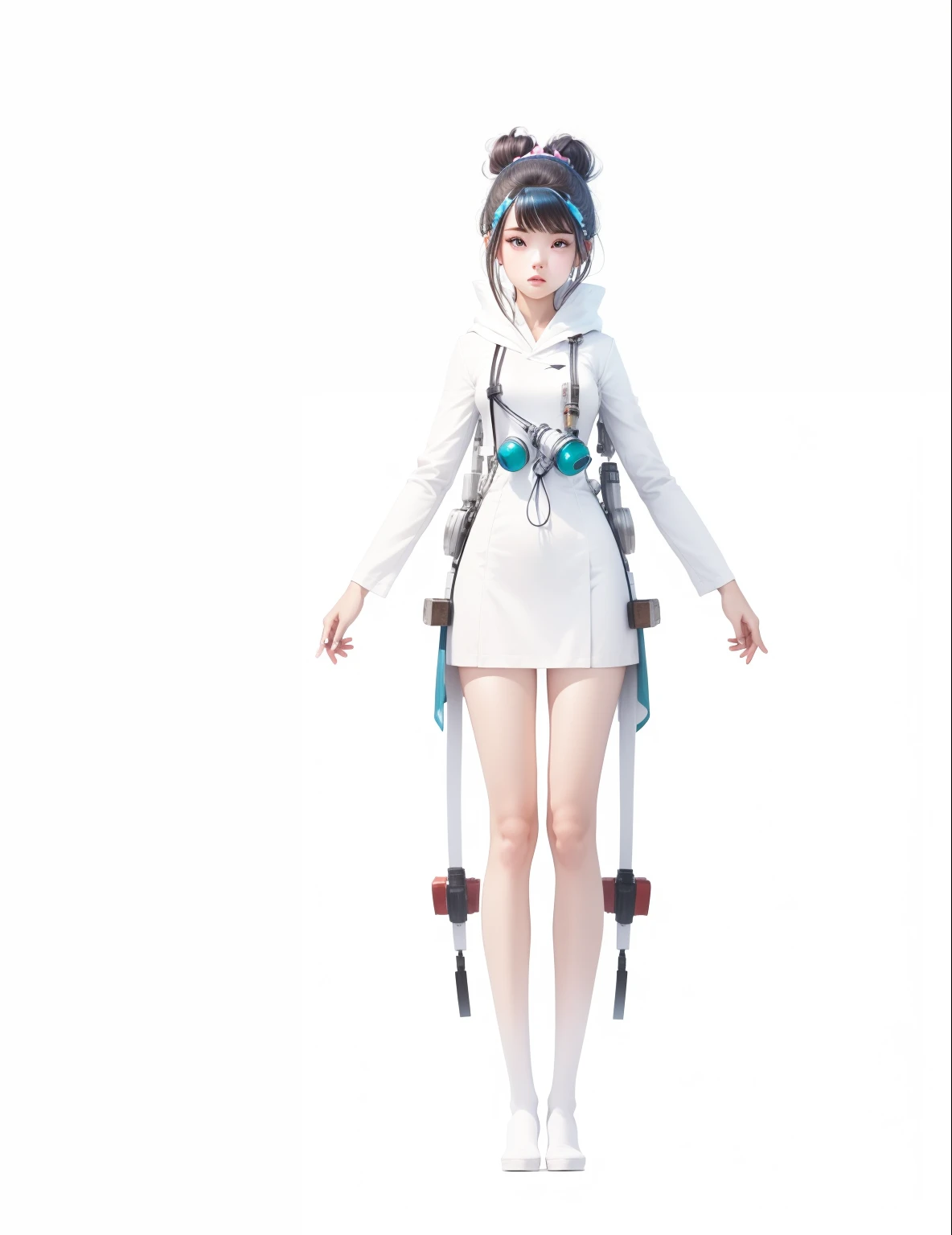 teens girl,White robes,mechanical sense