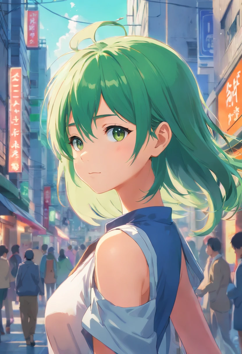 anime big breast,2D, Green hair, AS-Adult, 20 years, merchant, peasant, pobres, medieval , funk,Graves, The focus of fear is on the face, mtu, best qualityer, tmasterpiece, 8K, 32K,Crawl far away,sideface