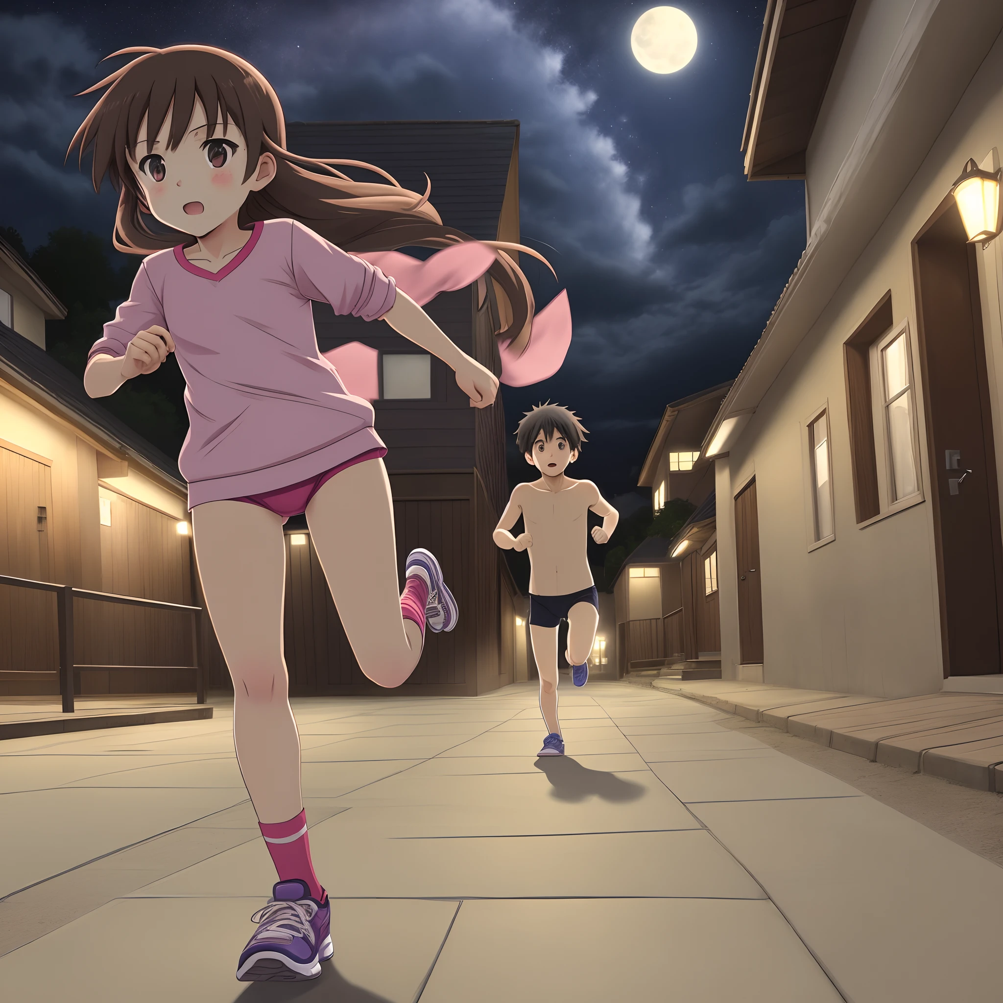Two 11-year-old running naked(nigth)