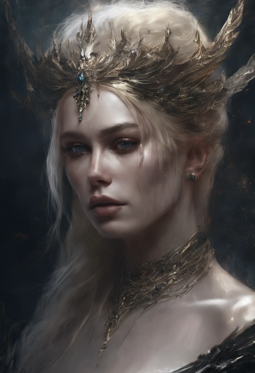 Close up portrait of woman with tear on head, Princess with blonde hair, Guviz-style artwork, ross tran 8 k, a beautiful fantasy empress, 8k high quality detailed art, portrait of an elf queen, 4K highly detailed digital art, beautiful and elegant elf queen, Portrait of a princess, portrait of queen of light