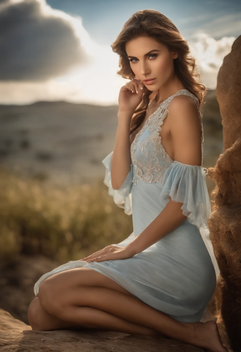 sexy girl, Impresionante lindo, (18yr old), girlish, traje juvenil de moda, orgulloso, cabello rubio, ojos azules, flaco, tiny breast, Small rear, Looking straight at the camera,