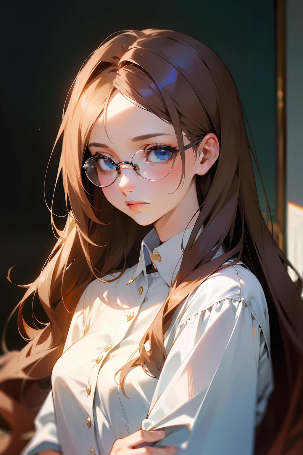 Beautuful Women,Tremendously beautiful,mature,Intellectual,broker,white shirt,Uninhibited,brunette color hair,long whitr hair,A high resolution,Need,Photorealsitic,Realist,Real