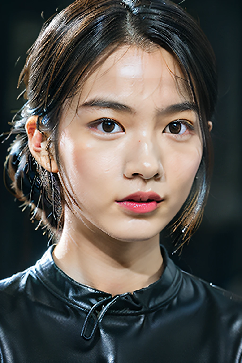 (Ultra Real), (Illustration), (High Resolution), (8K), (Very Detailed), (Best Illustration), (Beautiful Detailed Eyes), (Best Quality), (Ultra Detailed), (Masterpiece), (Wallpaper), (Detailed Face), Droopy Eyes, slicked back hair, Upper Body Inner Color, Solo, (black hair:1.5), Japanese woman, Big Tits, (Camel Toe), loose floral dress, (slick bun:1.5), RenaNounen, (detailed:1.4), cute , lean body, japanese woman, 18 year old, beautiful, photography, movie scene, horror movie scene,scifi movie,HDR ,NVIDIA RTX,Super-ResolutionDepth-of-field,Maximum clarity and sharpness,Multi-layered textures,Perfect proportions,Two-tone lighting,Wide aperture,Low ISO,White balance,Rule of thirds,8K RAW, dark, cinematic