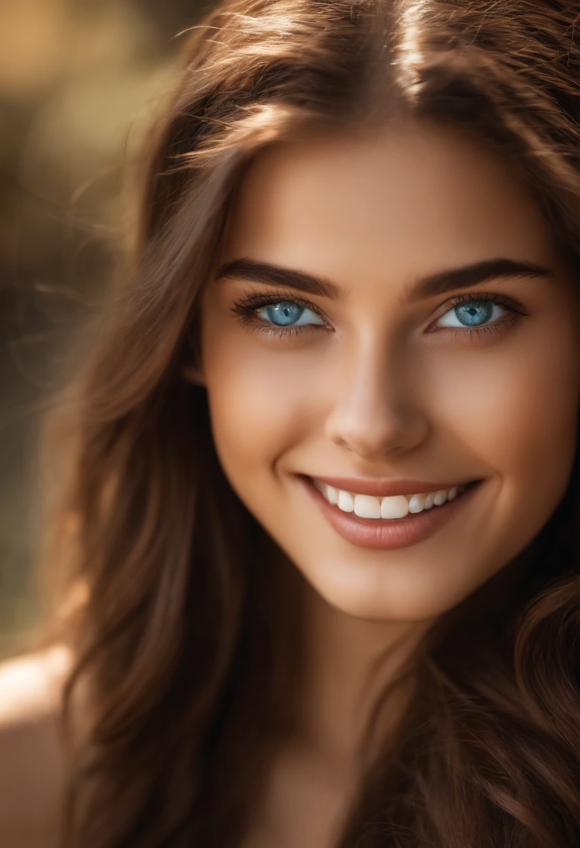 eBlue eyes,Brown hair long,18 year old woman,ssmile