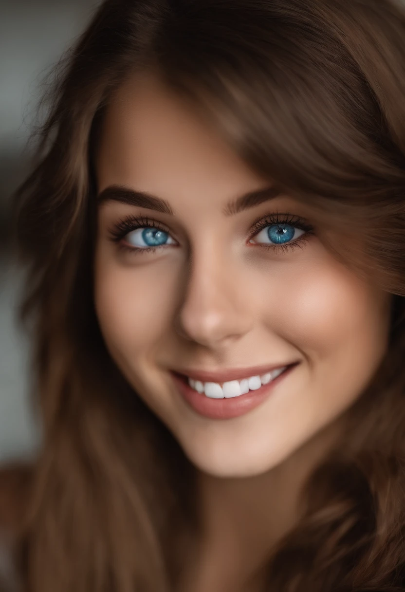 eBlue eyes,Brown hair long,18 year old woman,ssmile