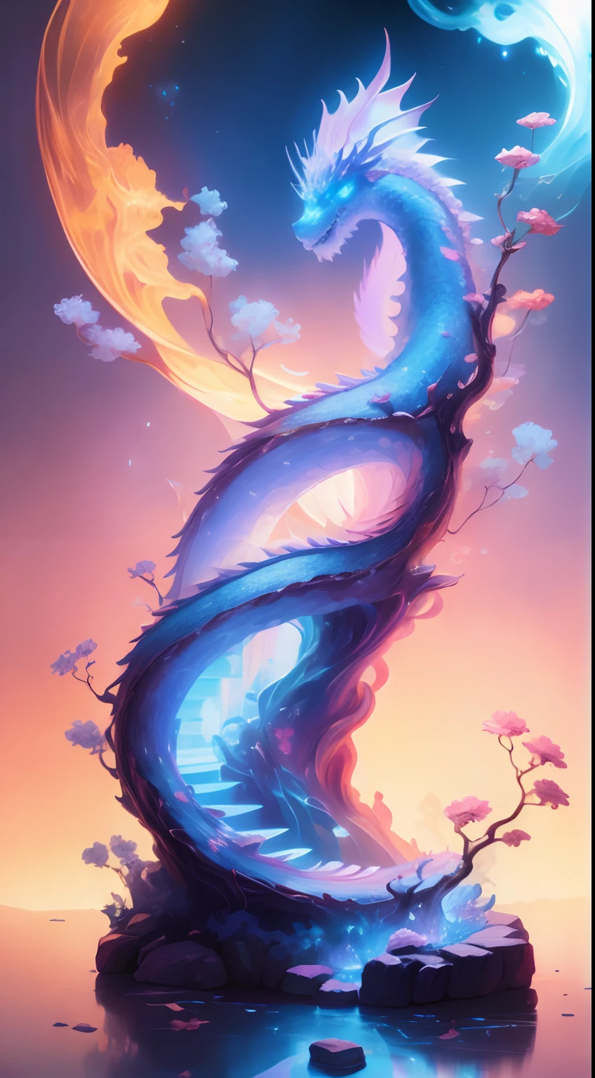 a Oriental Dragons，standing in front of a space portal overlooking the sun, cyril rolando and goro fujita, gateway to another universe, Inspired by Cyril Rolando, gateway to another dimension, world, visible only through the portal, High quality fantasy stock photo, portal to another world, portal to outer space, In the style of Cyril Rolando,  Looking into space, Universe, Magical Galactic Portal, The Cycle of the Stars, God