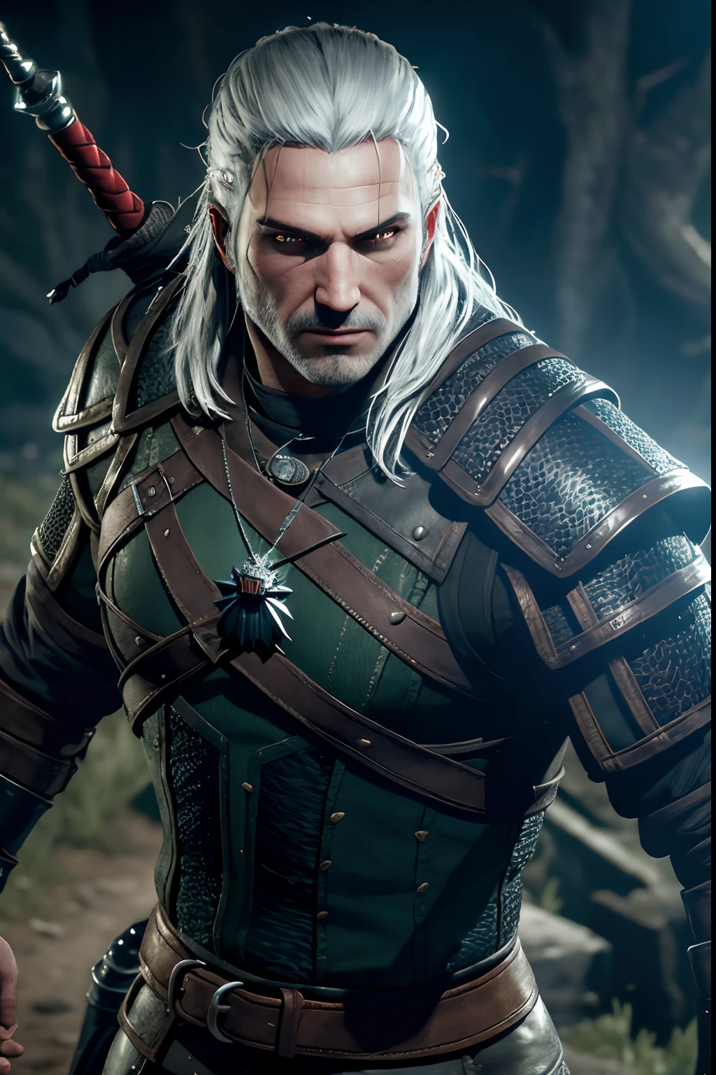 (full body), (1 witcher), blond short hair, flat chest, collarbones, armor, (white tights), (smile:0.6), (spread legs), sitting, dynamic angle, modelshoot style, (extremely detailed CG), photo of beautiful artwork, (Antonio Moro), (Jeremy Mann), High Detail, Sharp focus, dramatic, oil painting, (photorealistic), Intricate