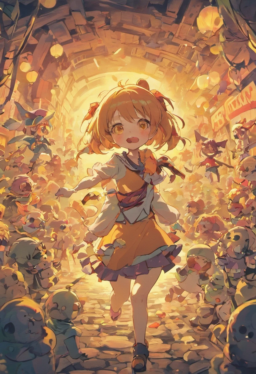 Design a one-page digital illustration that features an adorable and cheerful zombie world bursting with happy colors. Populate the scene with cute, zombified characters engaged in quirky and humorous activities, such as a zombie picnic, a dance party, or a gardening club. Infuse the entire composition with a vibrant and inviting color palette to create a fun and whimsical atmosphere that defies the typical gloom associated with zombies.
