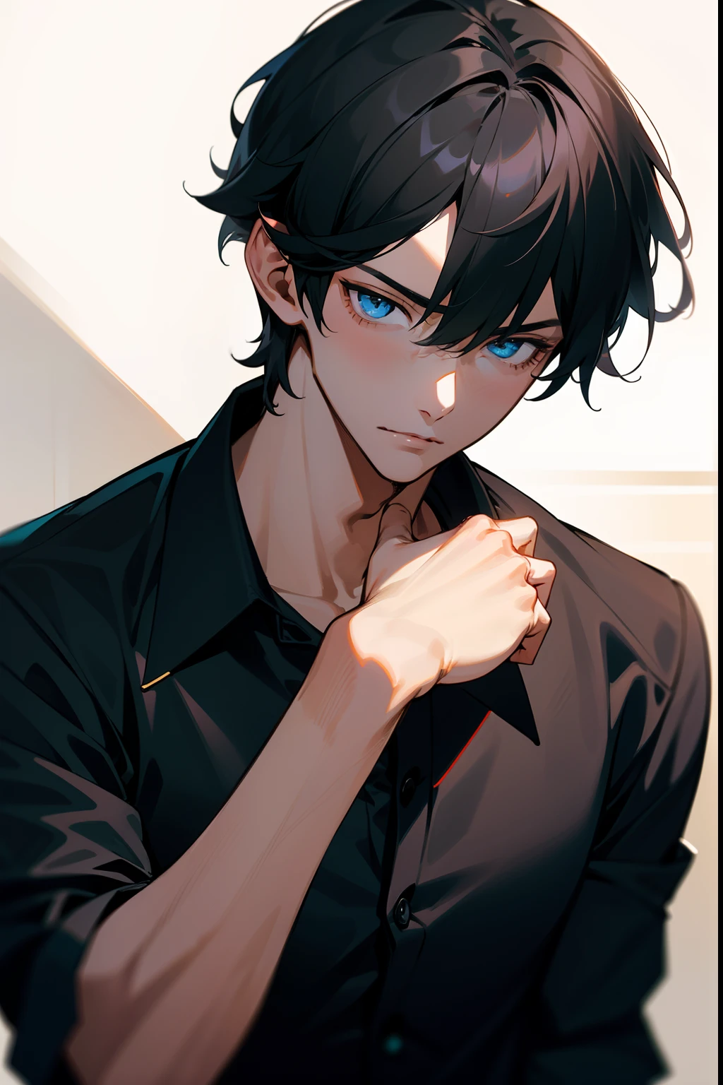 cool guy,Boy student,college aged,Extremely handsome,short detailed hair,Black shirt,A high resolution,Need,Photorealsitic,Realist,Real