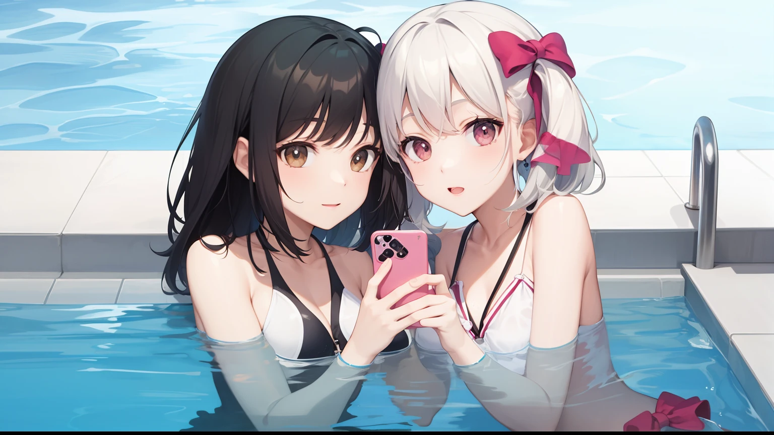 Look at your phone by the pool
