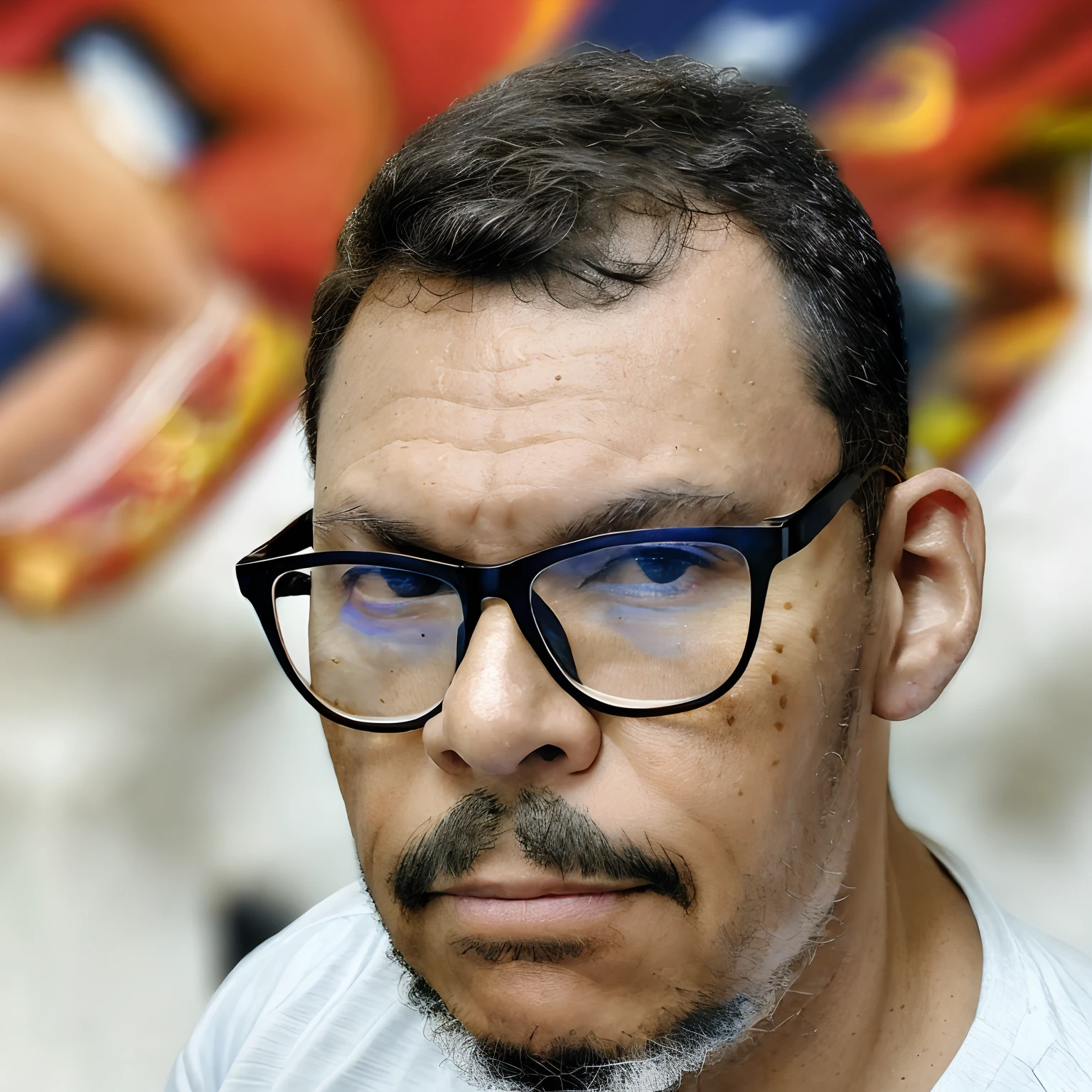 Eye contact of a man with glasses, cabelos curtos e escuros, Tema escuro