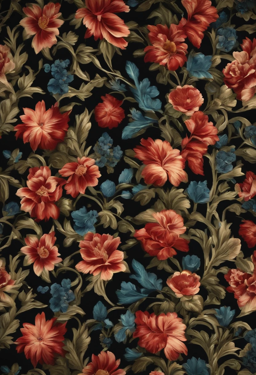 Beautiful repeating floral pattern in gemstone tones, 3d effect, Ultra photo realsisim , Pinterres, The hexadecimal code color is 5ABCB9, 63E2C6, FB6376, 613F75, 0C6291 only
