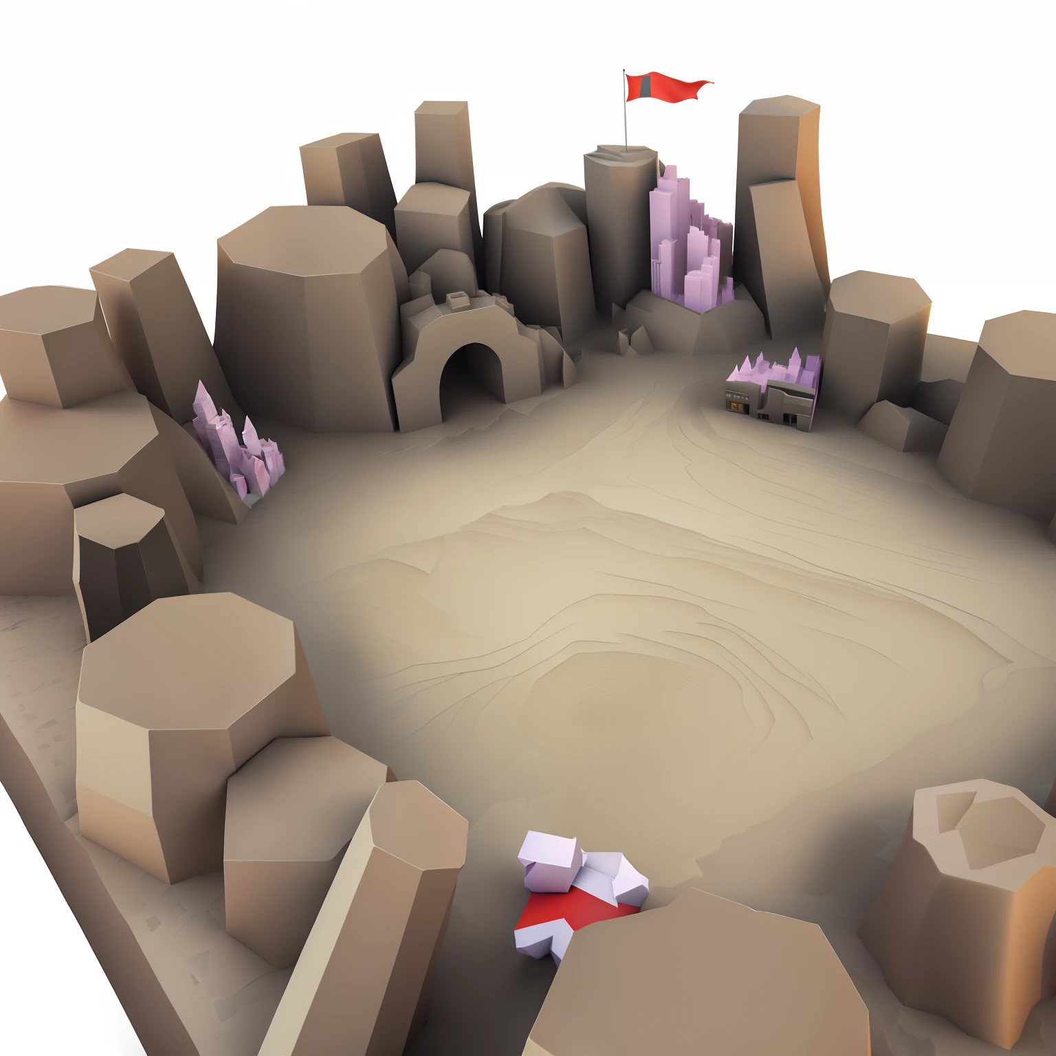 There is a 3D image of a city with a flag in the middle, 3 d stylize scene, 3d rendering stylized, stylized as a 3d rendering, 3 d render stylized, 3D estilizado, Baixo - modelo Poly 3D, arte lowpoly de alta qualidade, Ativo do jogo, a low poly rendering, Modelo 3D Low Poly