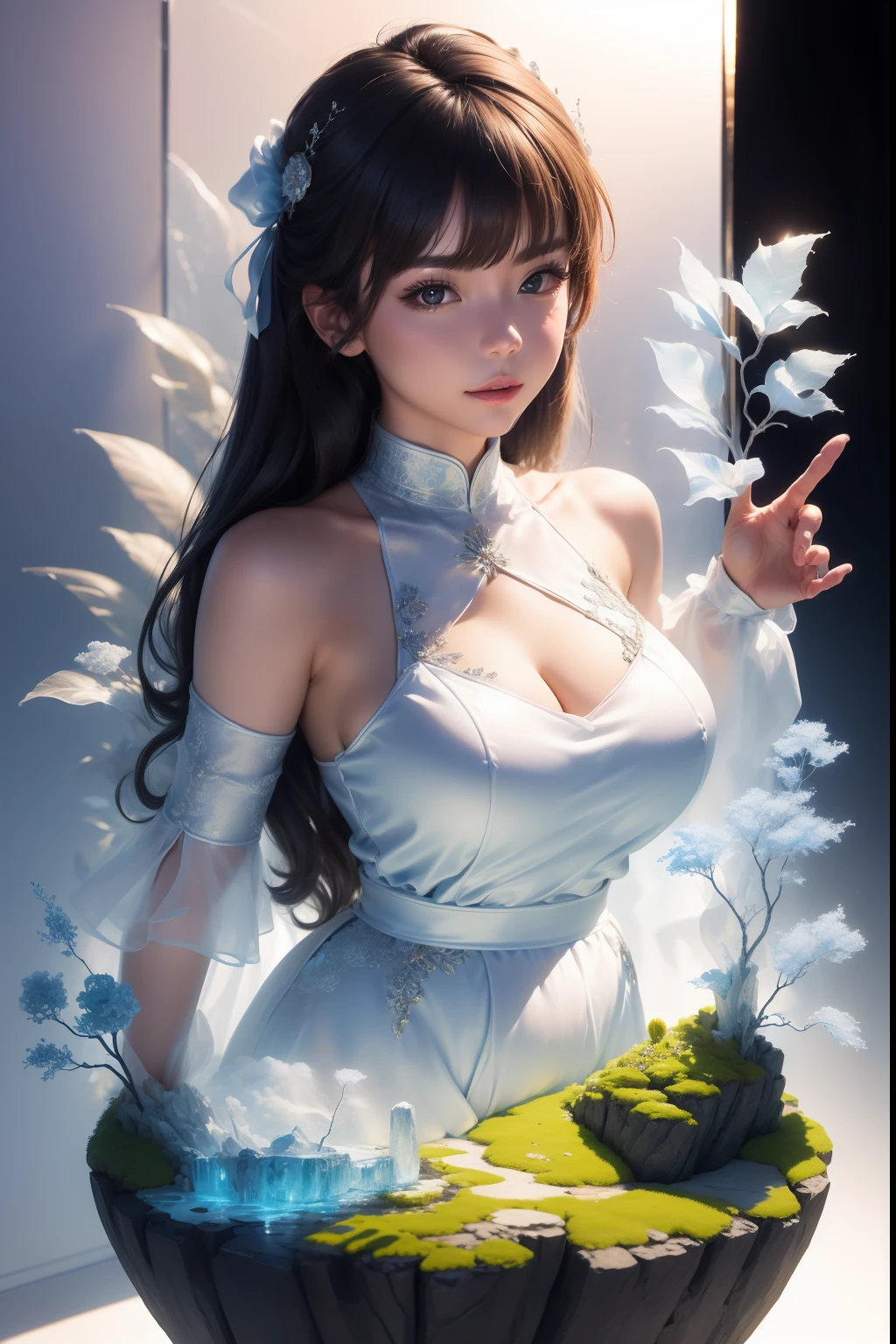 Microlandscape,(((Girl))),is wearing dress,cleanness,Glass texture,比基尼,Transparent clothes,Intimate clothing Big breasts
